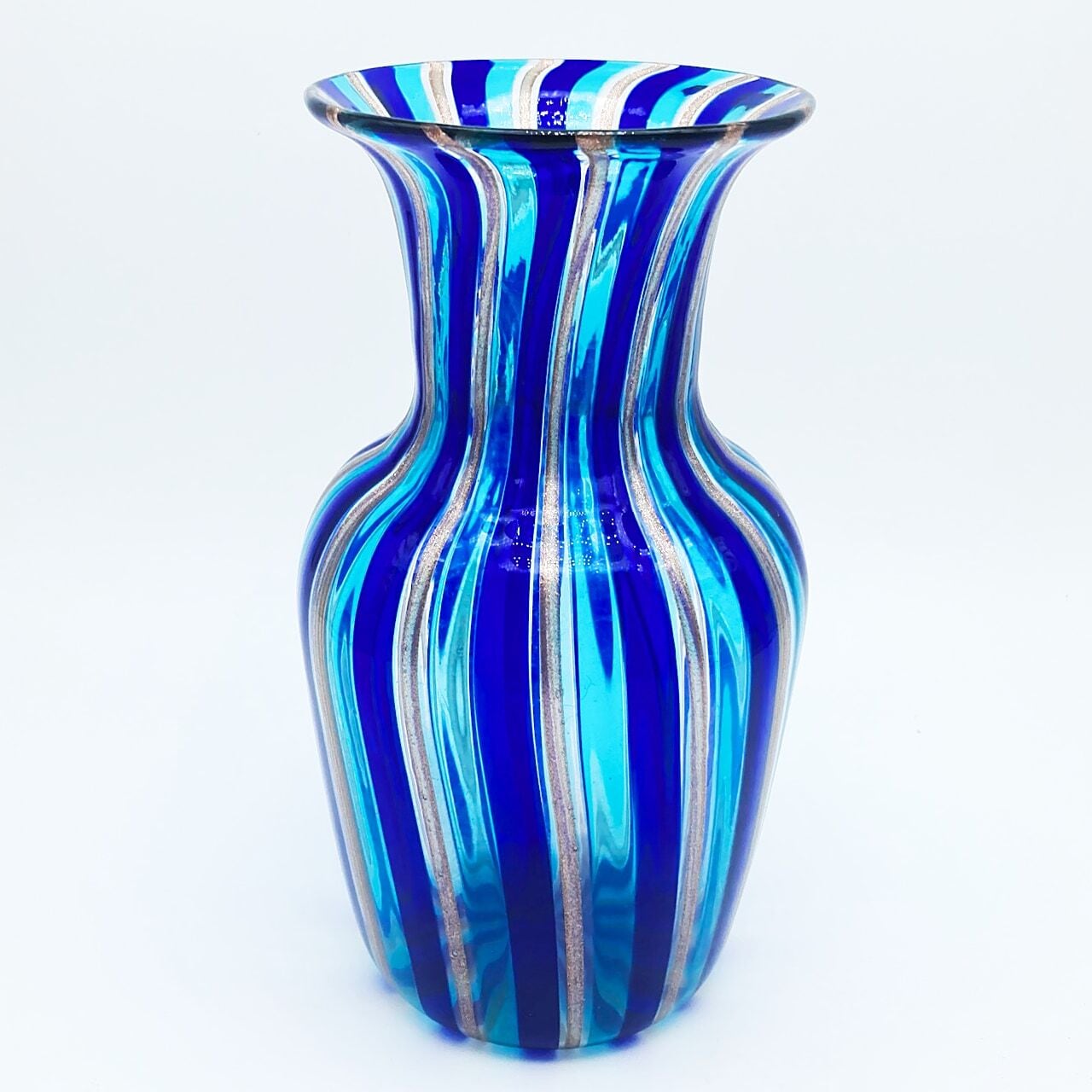 ヴェネチアガラス ムラノ イタリア 花瓶 フィリグラーナ ストライプ