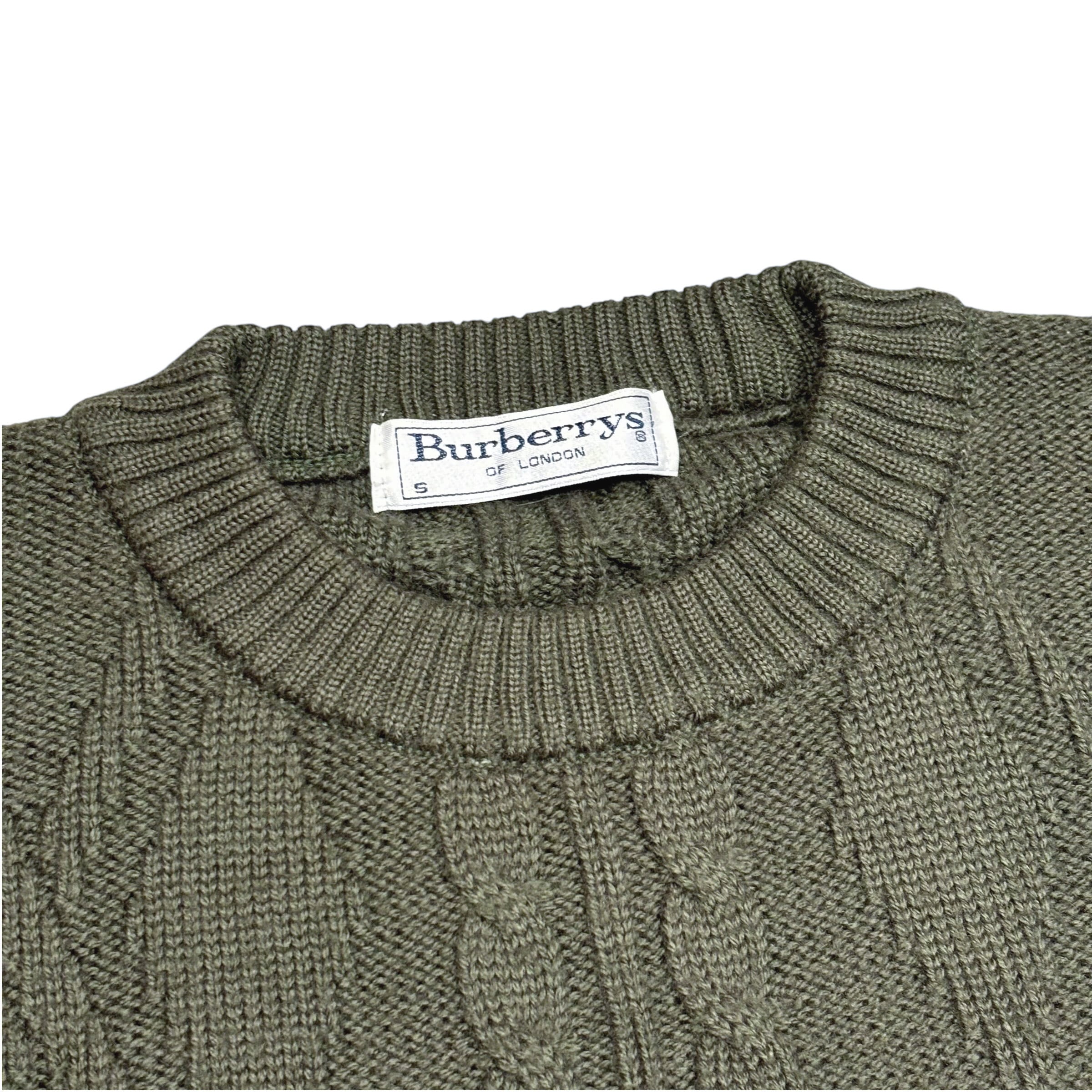 イングランド製 Burberrys Logo Cable Knit Sweater S / バーバリー