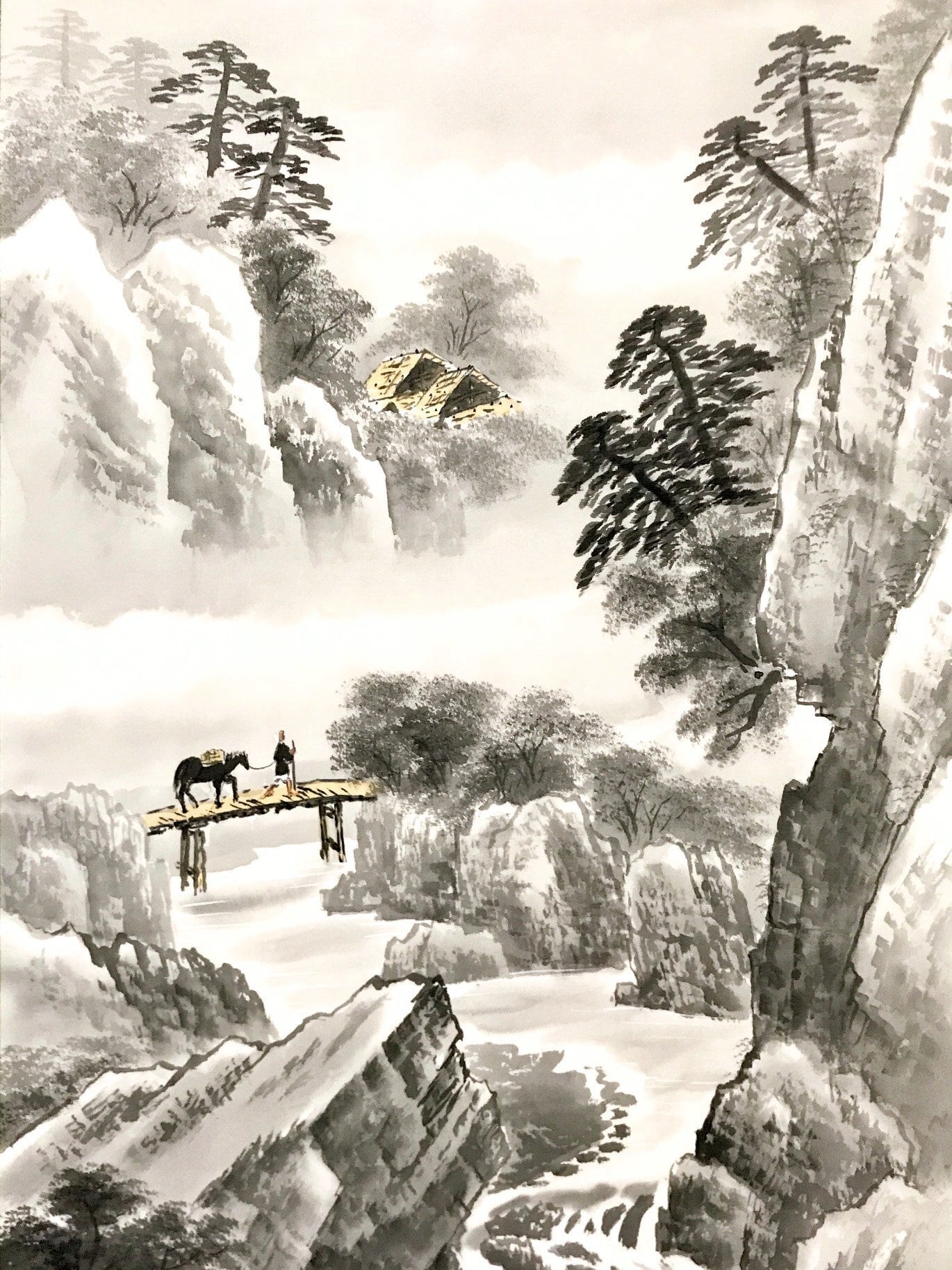 森島清泰「水墨山水」掛軸（尺五立） | 吉村唐木店 WEBSHOP