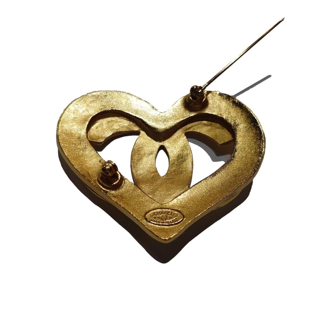 CHANEL シャネル ブローチ ココマーク ハートモチーフ ゴールド