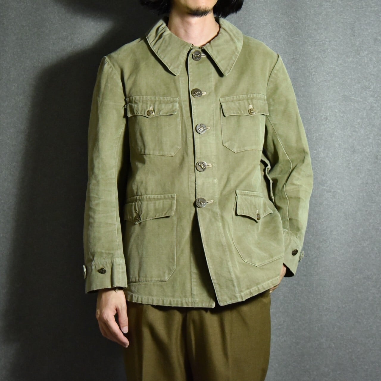 60s French Vintage Hunting Jacket With Animal Buttons フレンチ