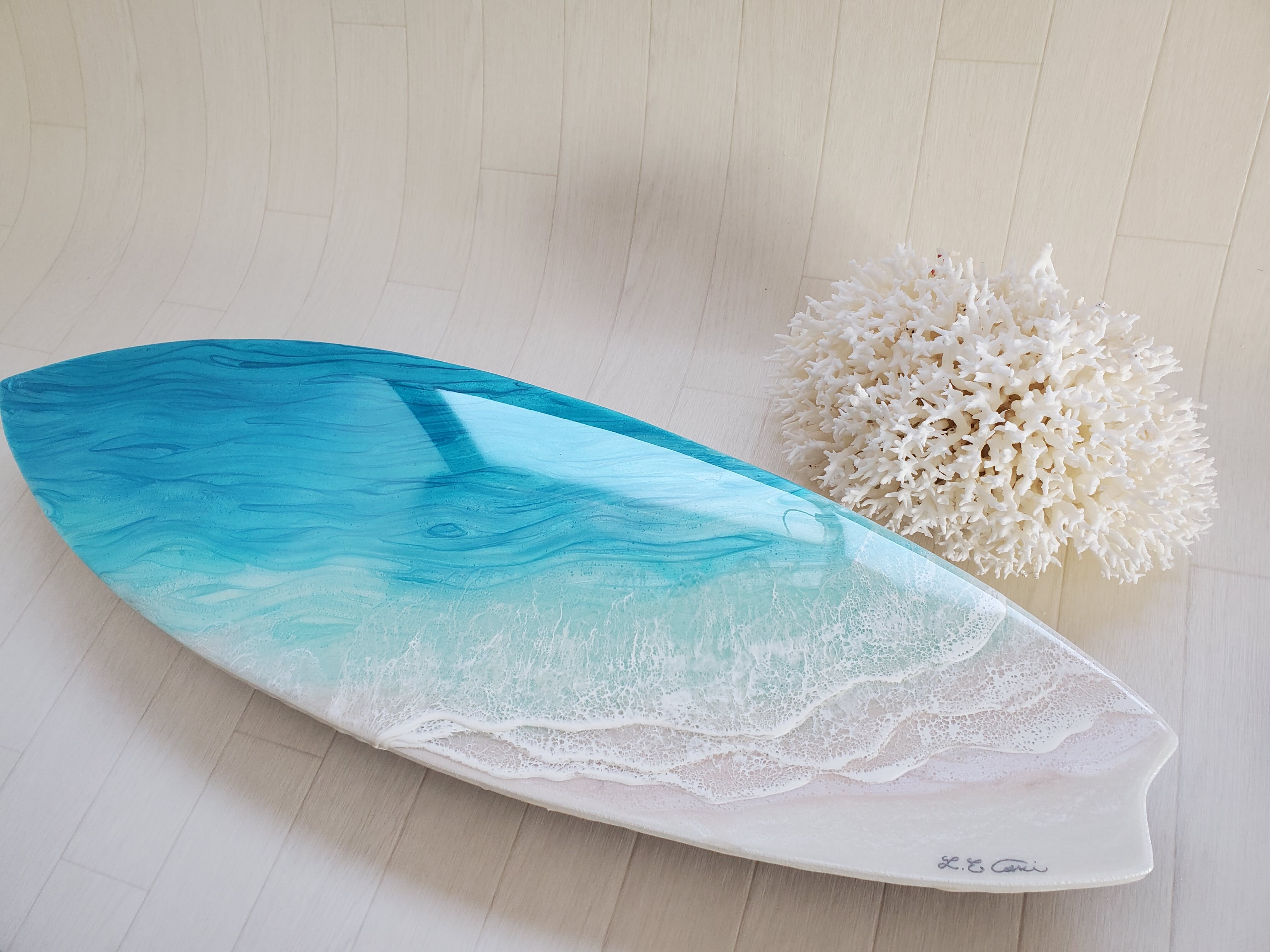 111.オーシャンレジンアート サーフボード型中サイズ | Leaf Edgez