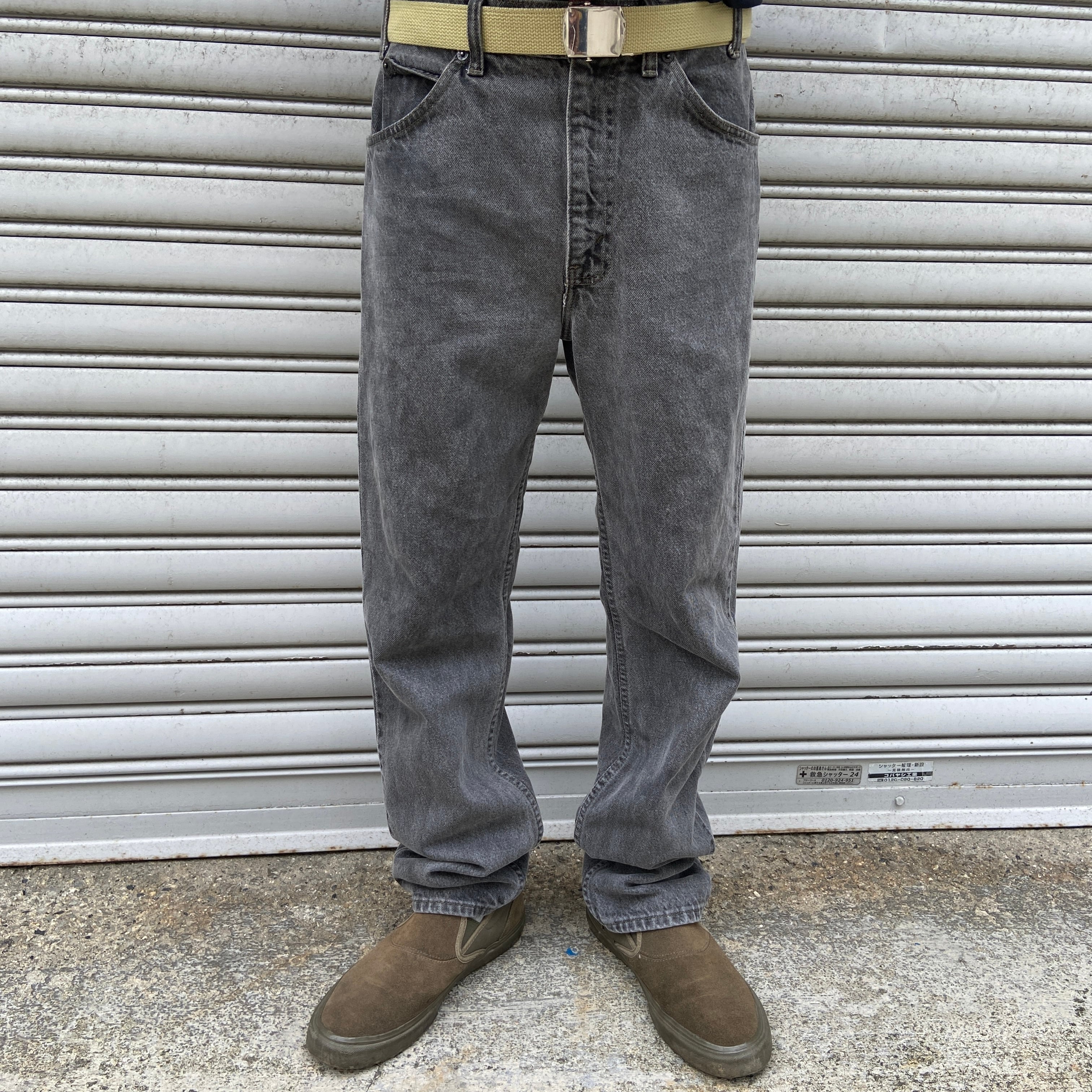 送料無料 90s USA製 Levi's 505 先染めブラックデニムパンツ W33L30