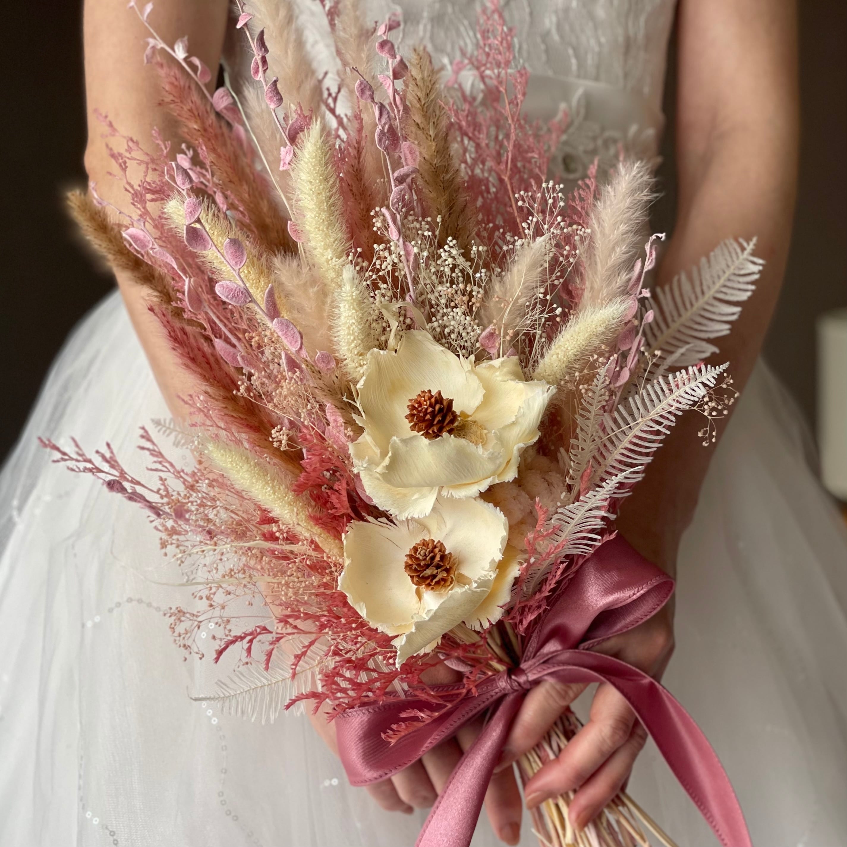 ドライフラワーブーケ bouquet rose poudré ウエディング前撮り ドライ