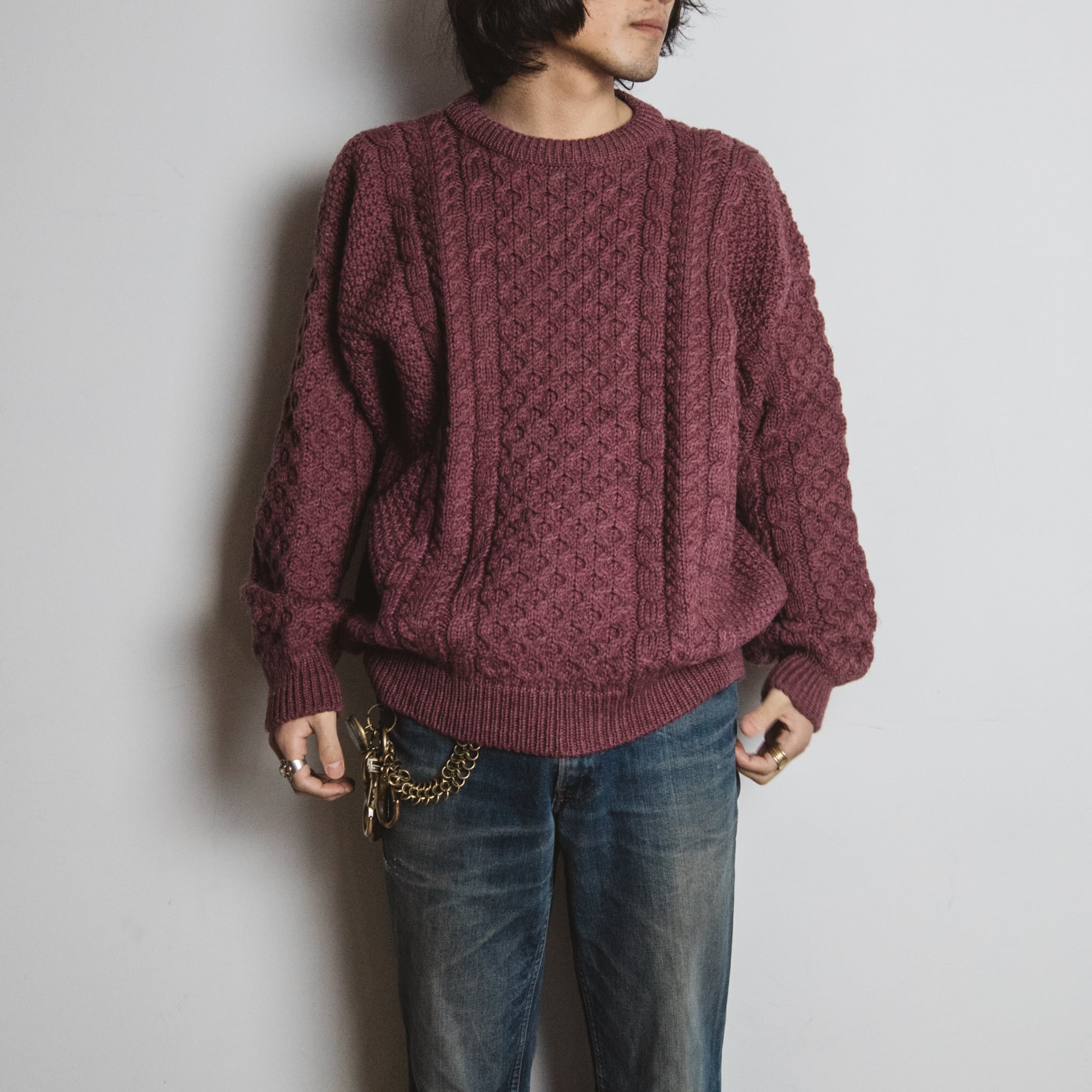 L.L.Bean アランニットセーター ワインレッド【1218A21】 | 【公式