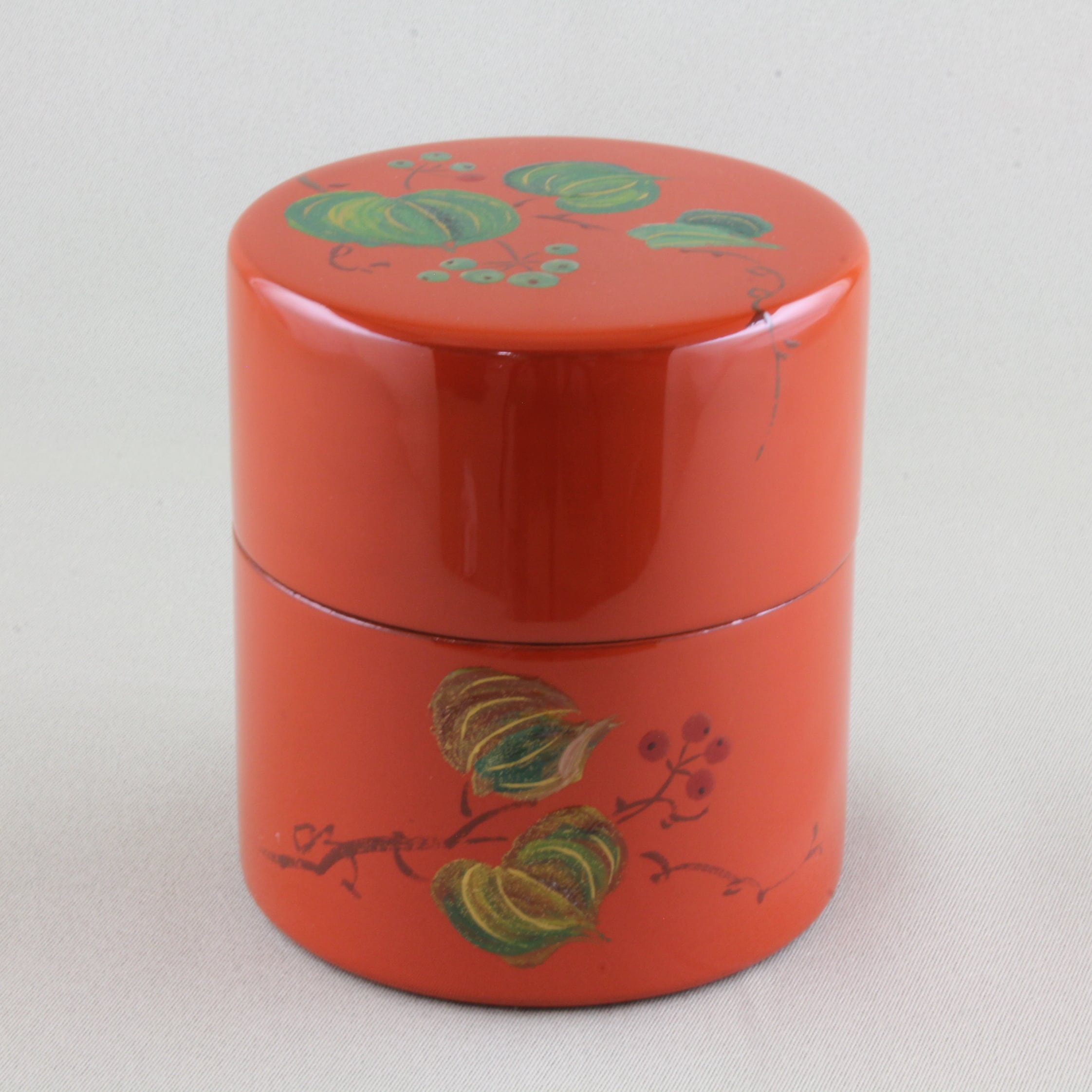 210 輪島塗 茶筒／洗朱塗／山帰来蒔絵 | 輪島塗 加藤漆器店 公式