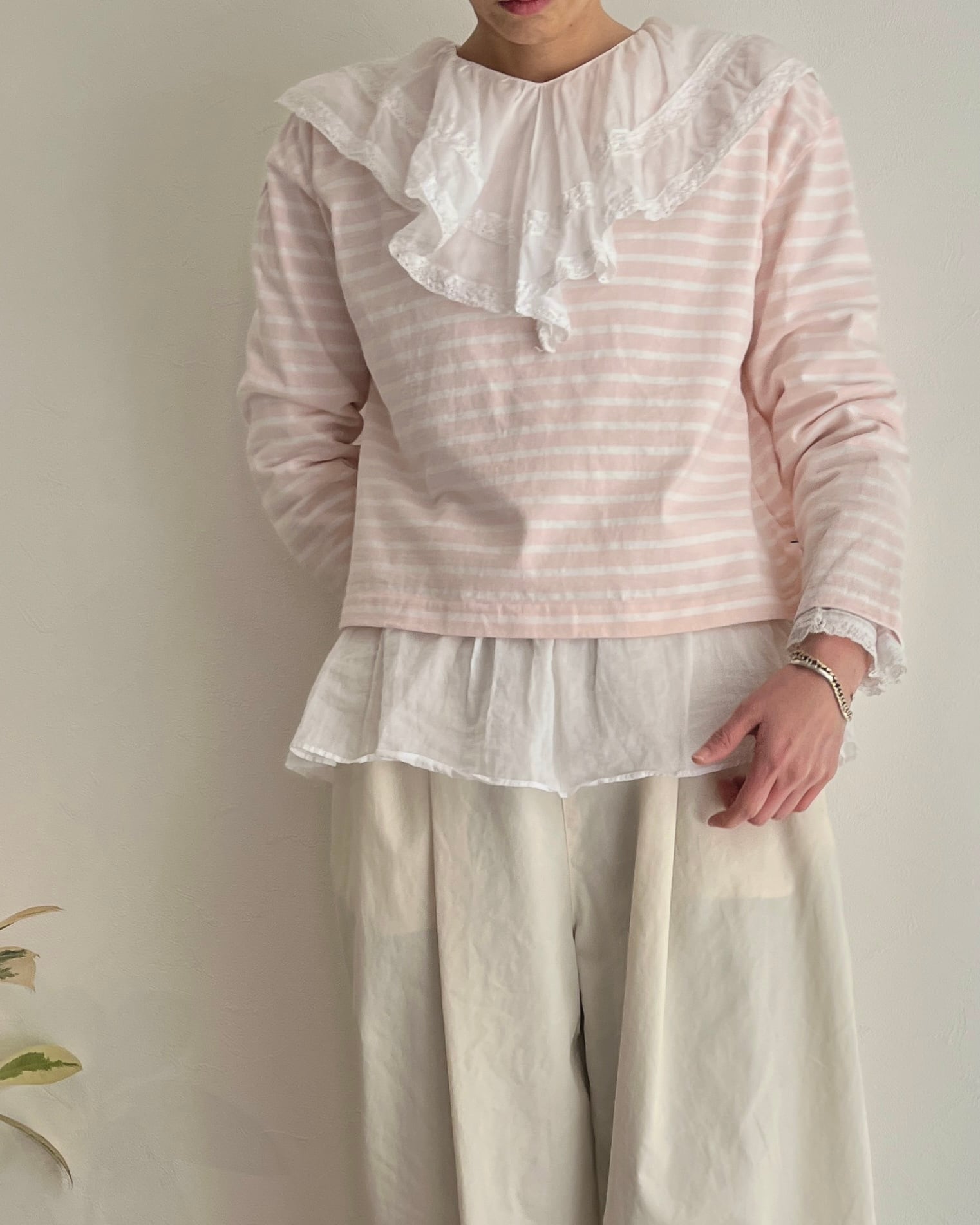 Dot and Stripes CHILD WOMAN／80ボイルレース ピンタックラッフル