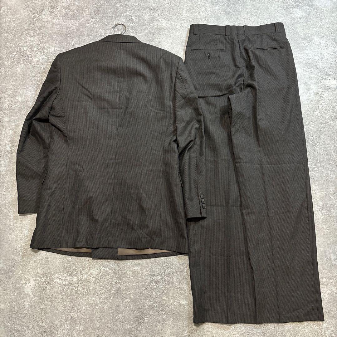 90s ヴィンテージ スーツ ダブル セットアップ ピンズvol.99 茶グレー