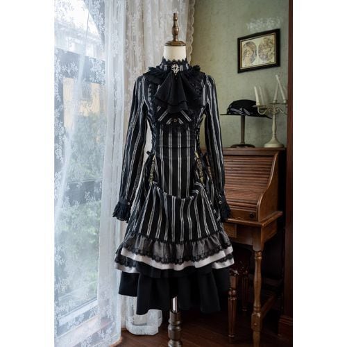 納期40日】ロリータワンピース ロリータドレス OP ゴシック ハイネック