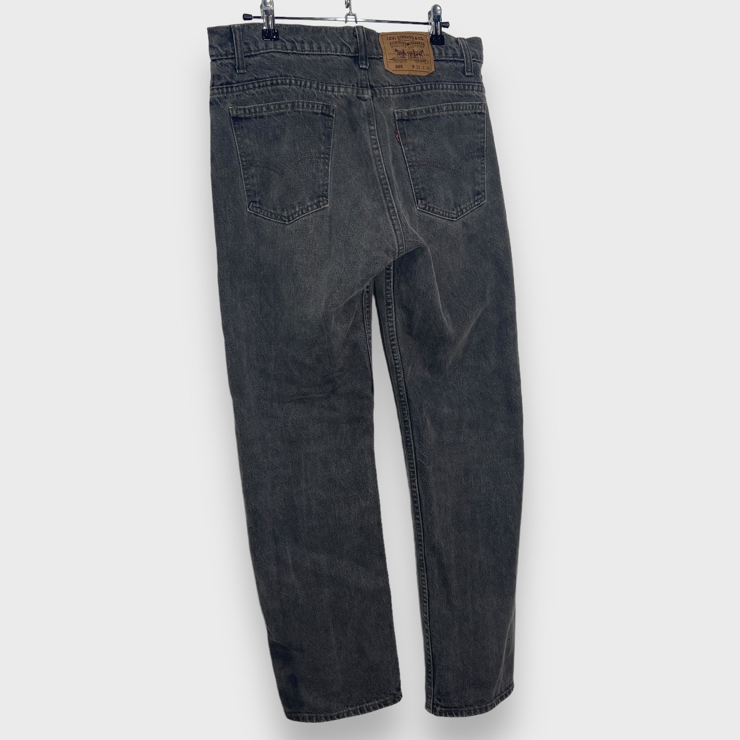送料無料 90s USA製 Levi's 505 先染めブラックデニムパンツ W33L30