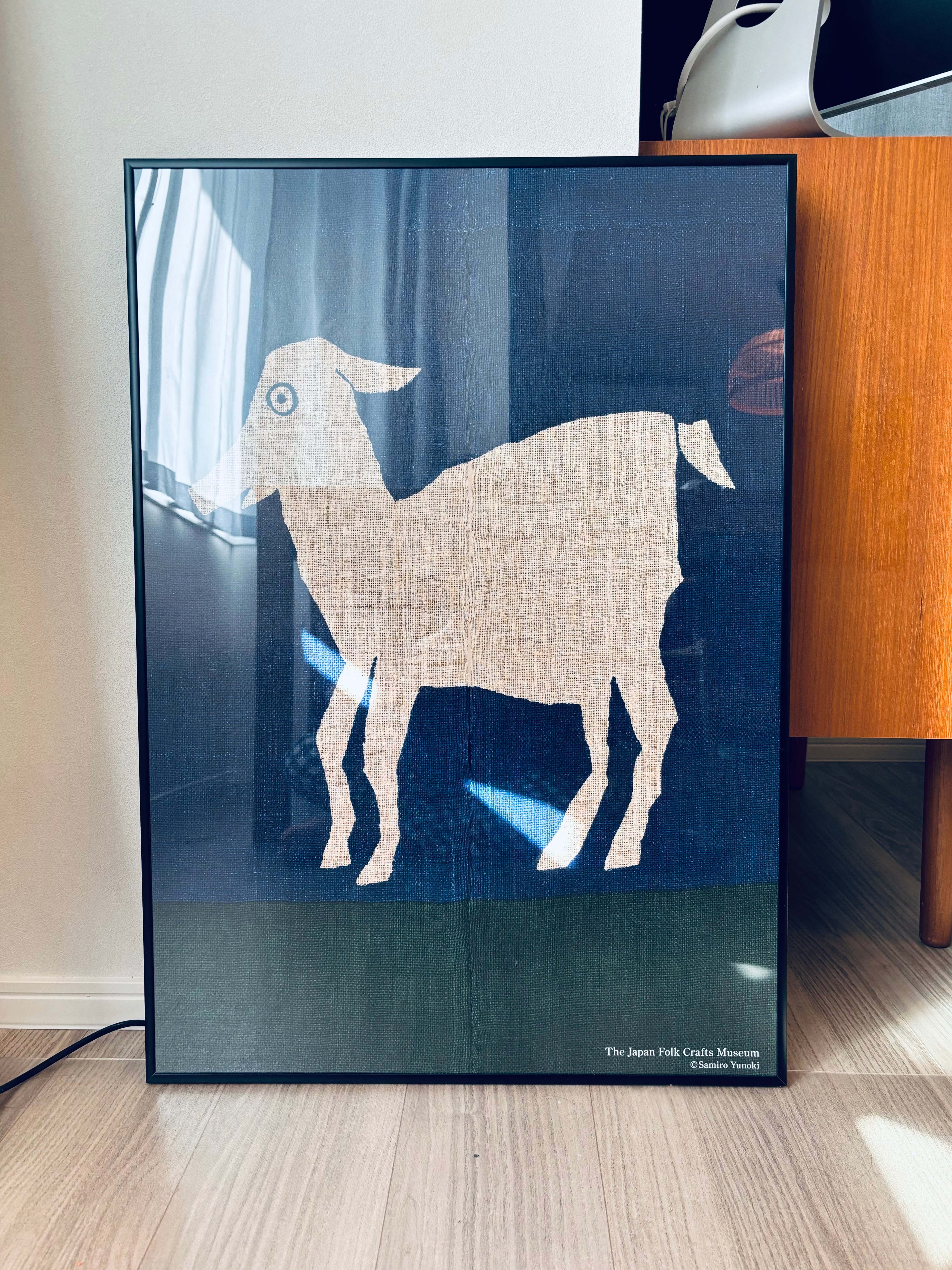 額装付き 柚木沙弥郎 日本民藝館 「型染爪文帯地」限定ポスター 額装