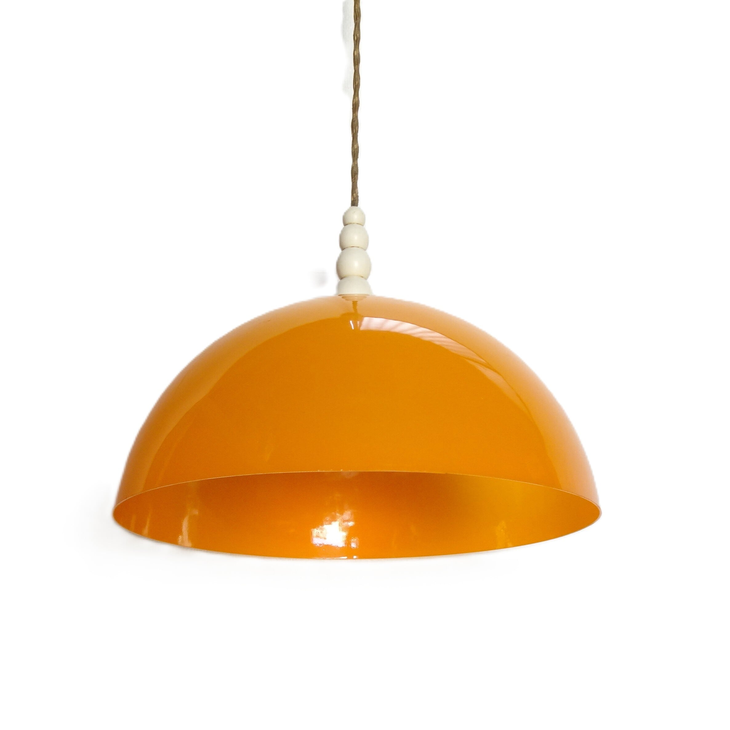 イエロー・オレンジ ドーム型ペンダントライト 2セット レトロ