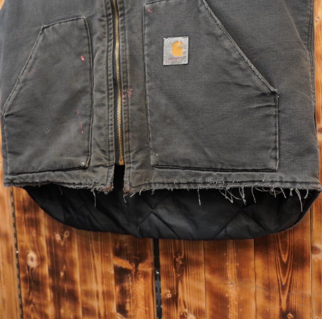 80s90s carhartt ダックベスト ブラック XL/カーハート 黒 中綿