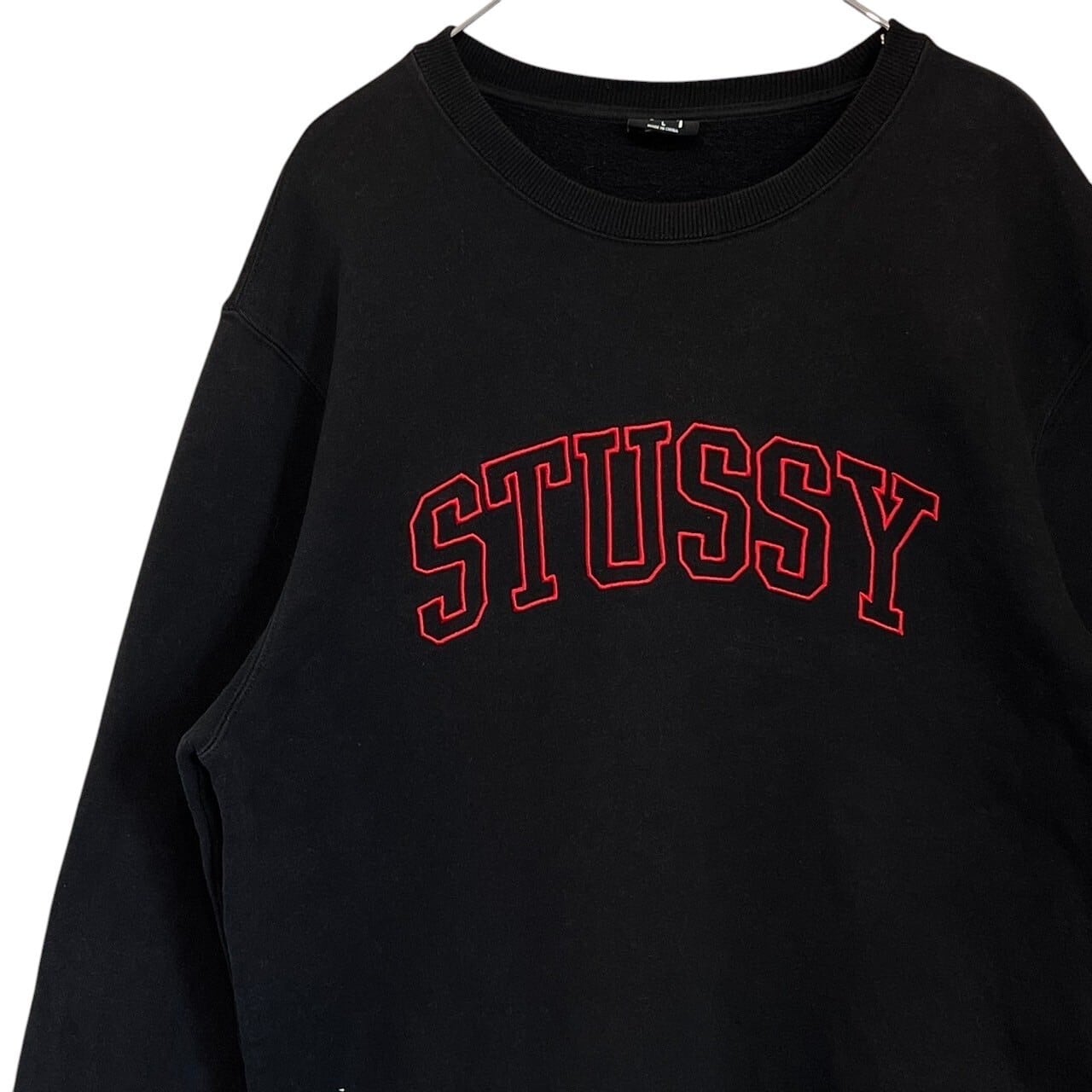 stussy ステューシー スウェット トレーナー L センターロゴ 刺繍ロゴ