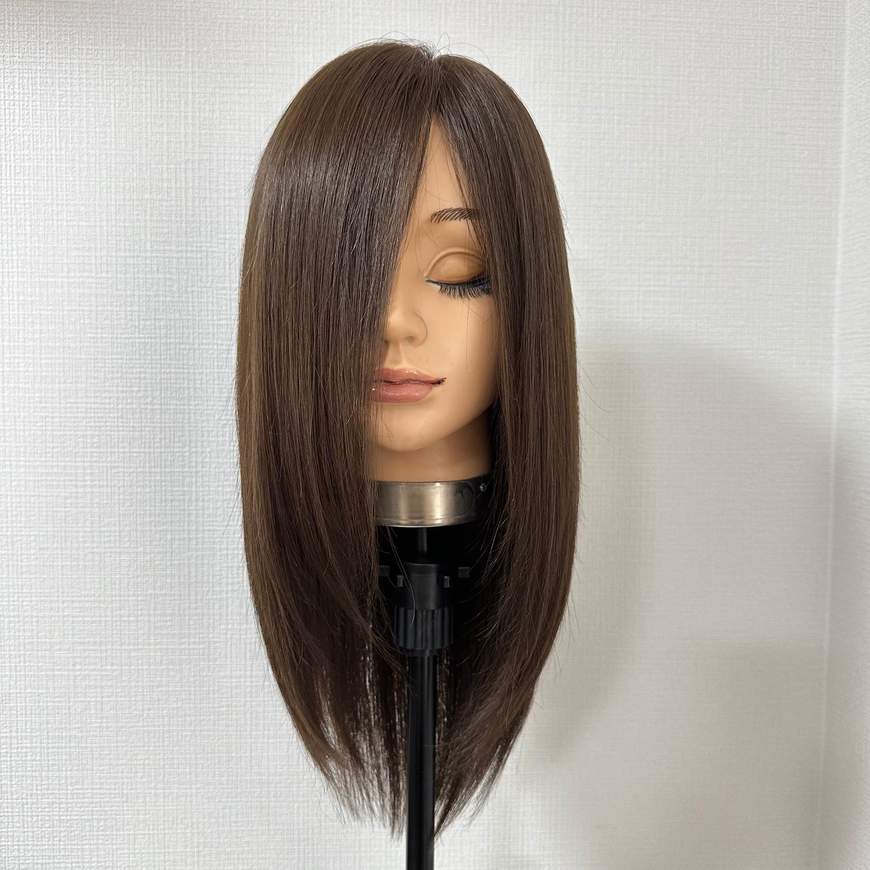 3Dウィッグ 未カット 50cm ナチュラルブラウン系 百合子ウィッグレミー