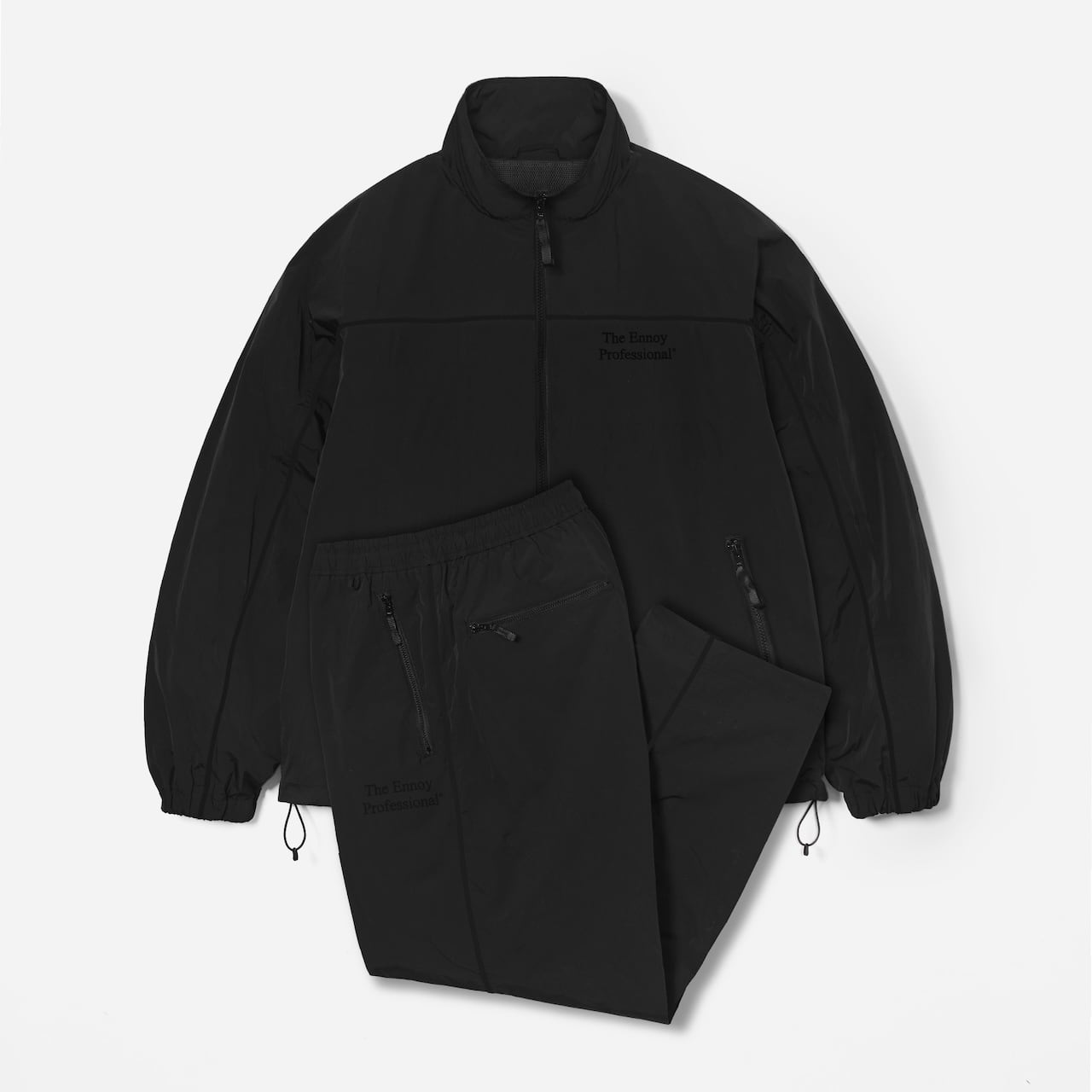 SET UP】ENNOYとスタイリスト私物 PIPING NYLON TRACK SUIT (BLACK x