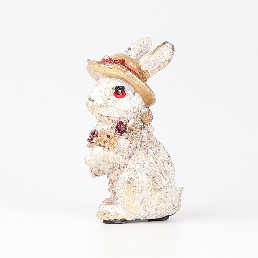 つば広帽子を被ったうさぎのオブジェ(8746) | 一年中クリスマスのお店R