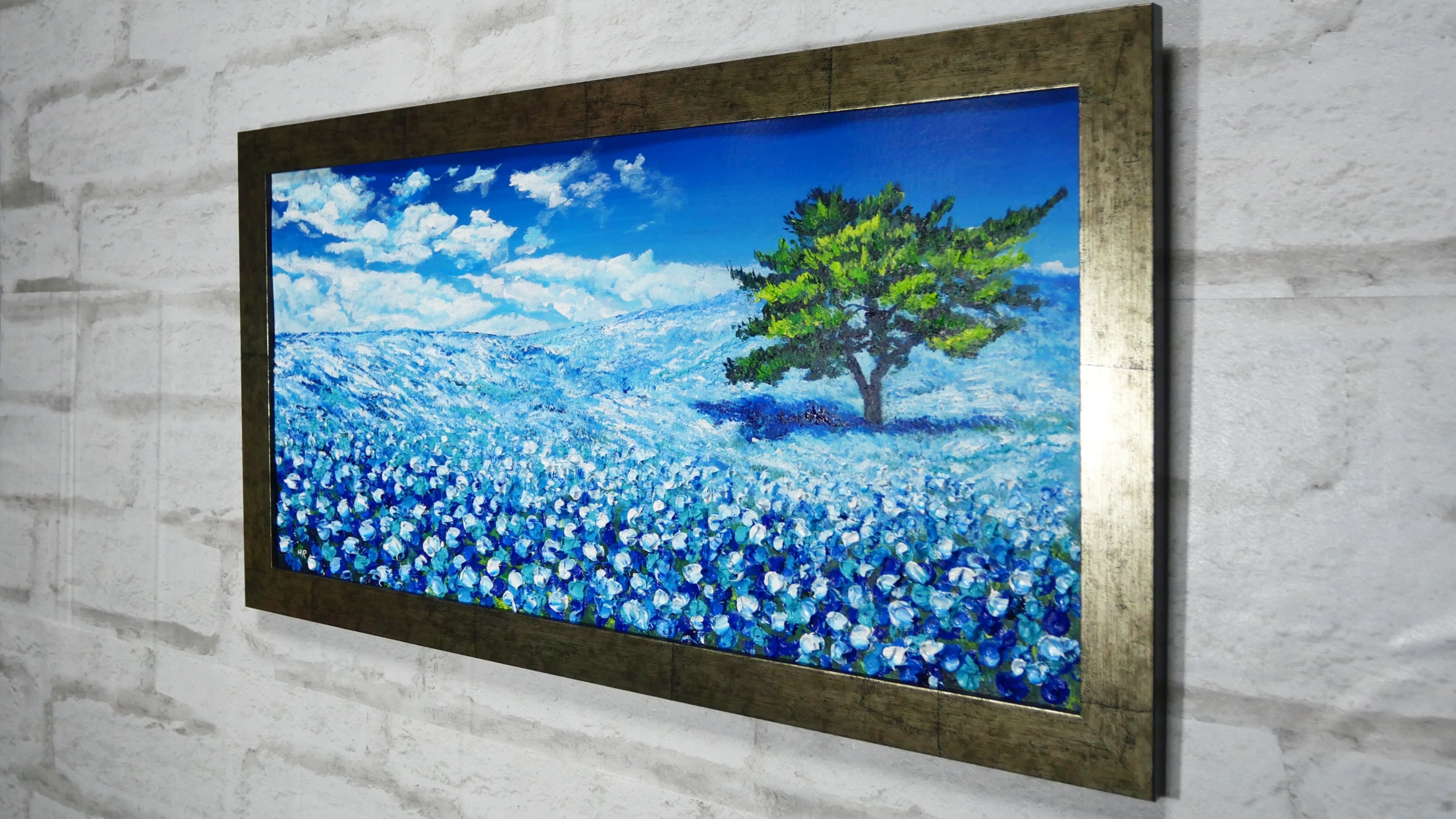 油絵 油彩 油彩画 絵 絵画 【ネモフィラの丘】 | HIROSHI1990