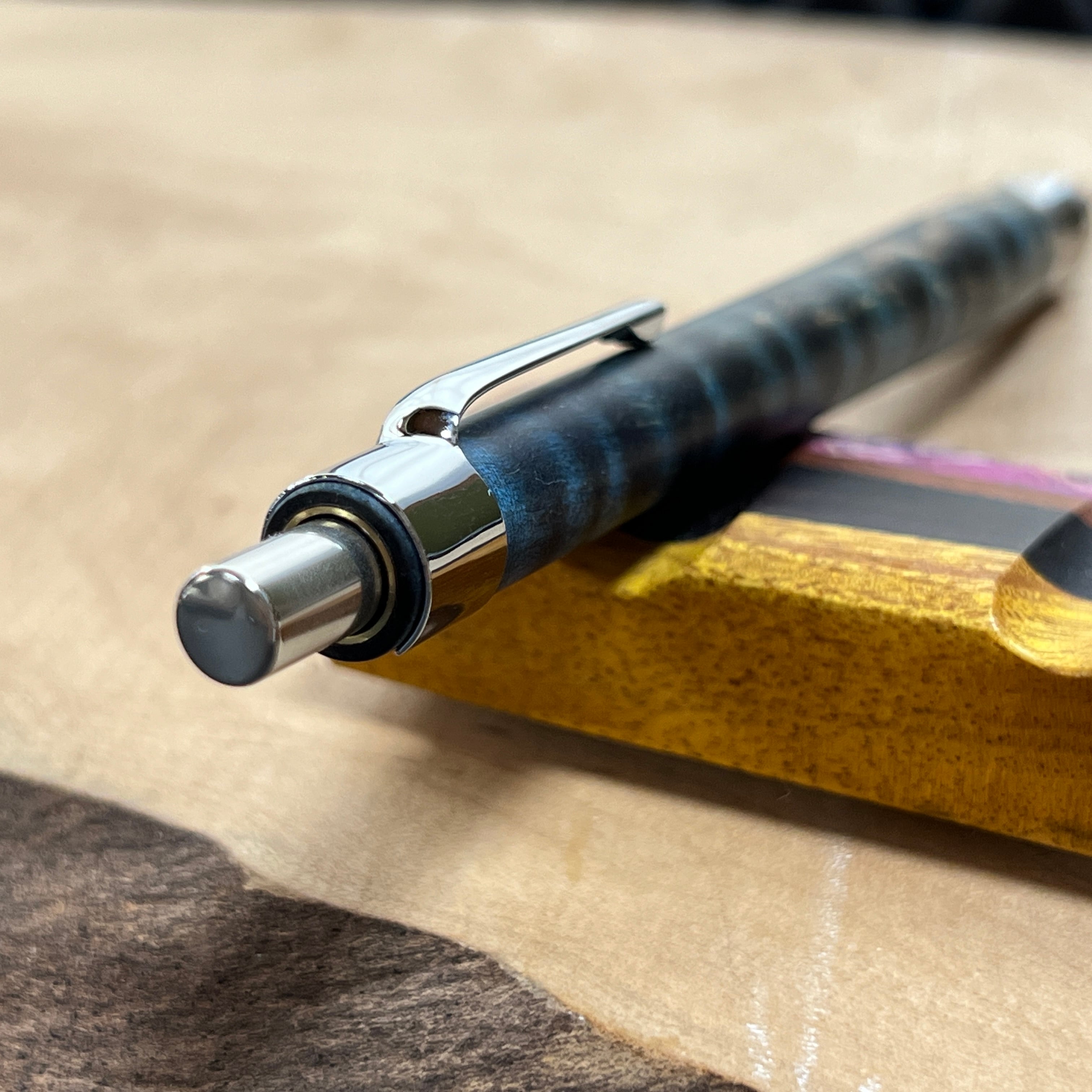 38栃縮杢スタビ 木製シャーペン 最強低重心 Rタイプ⑧ ステンレス