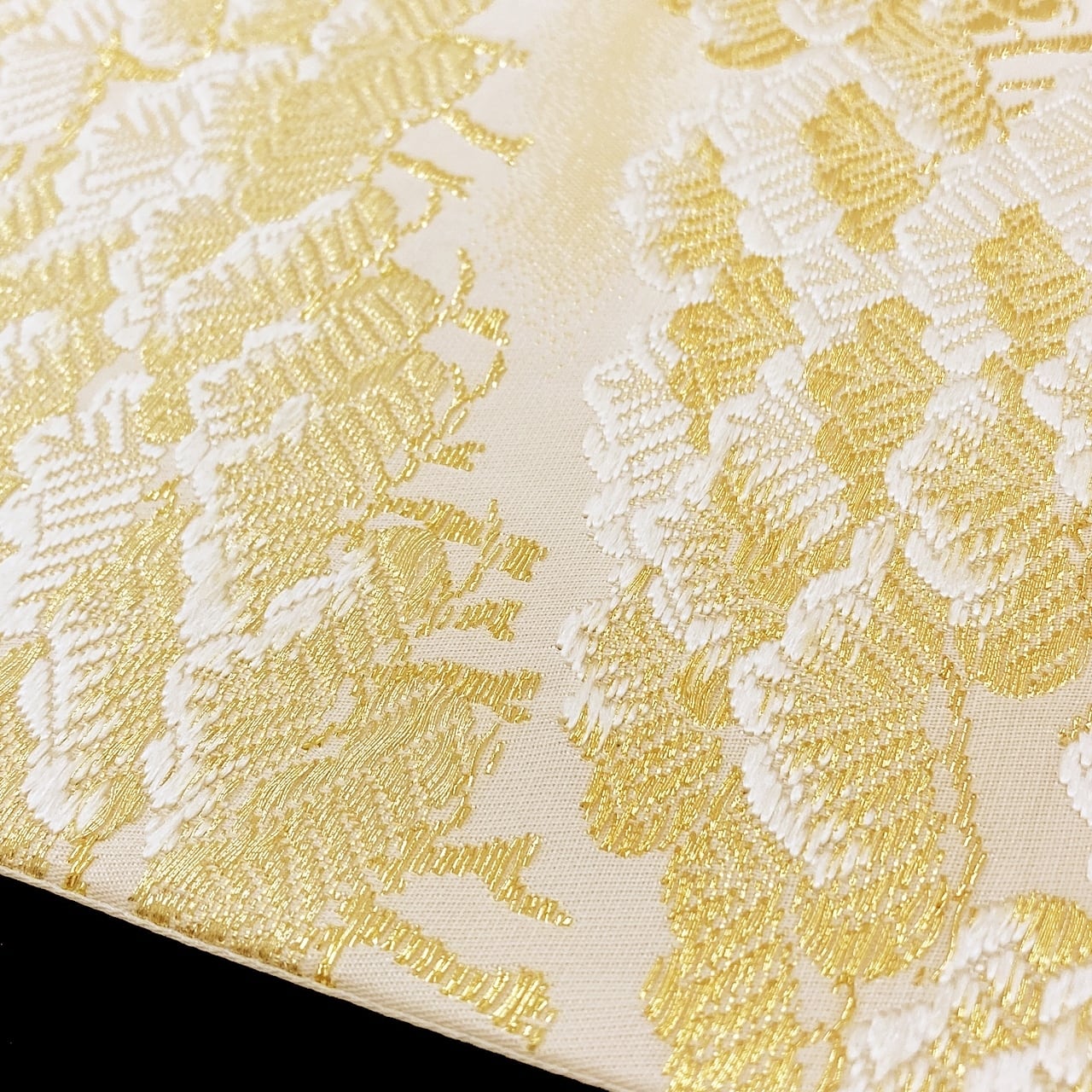 袋帯 山口美術織物謹製 浜の松原文 六通柄 西陣 正絹 日本製 未仕立て