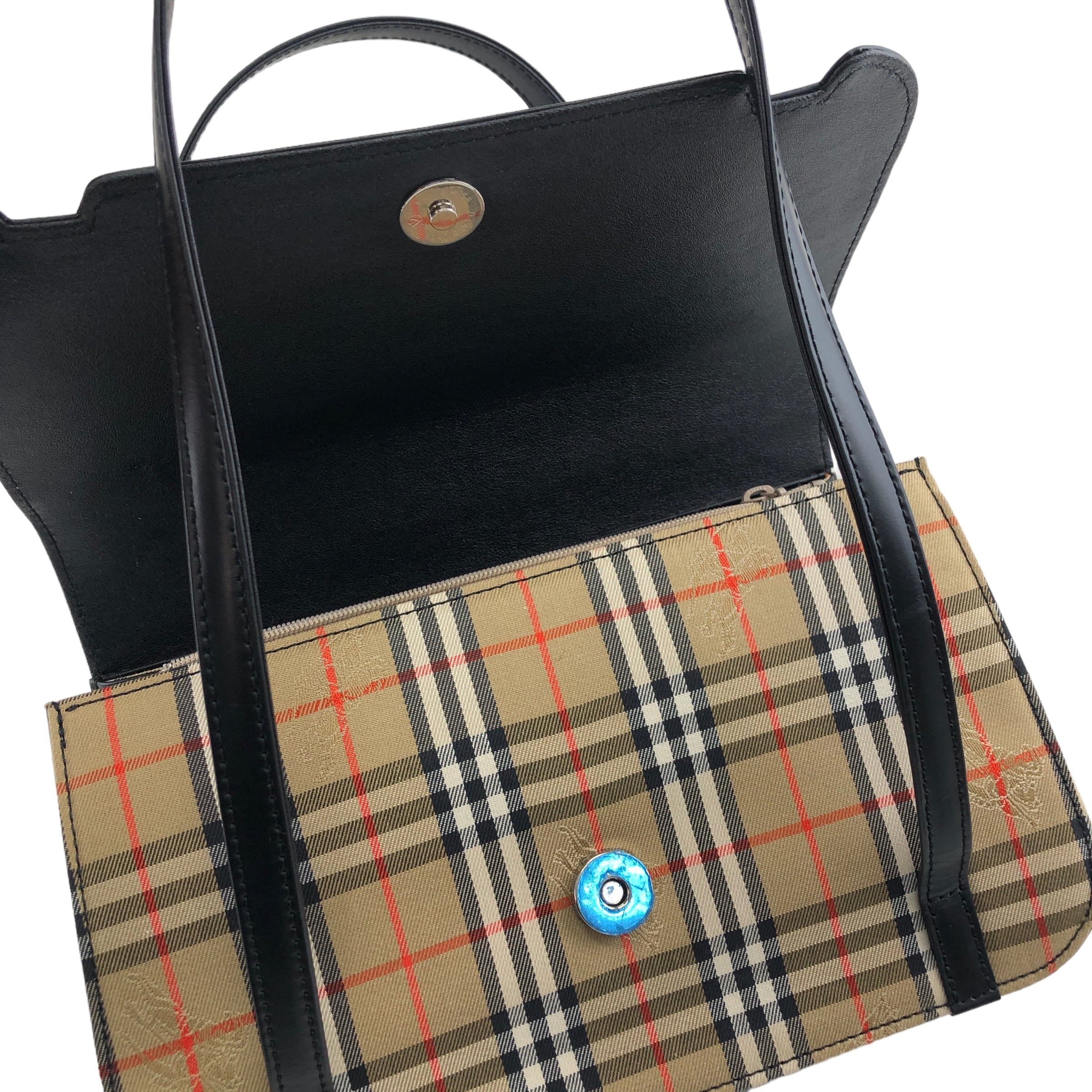 BURBERRY バーバリー ノバチェック ハンドバッグ ブラック ロゴ レザー