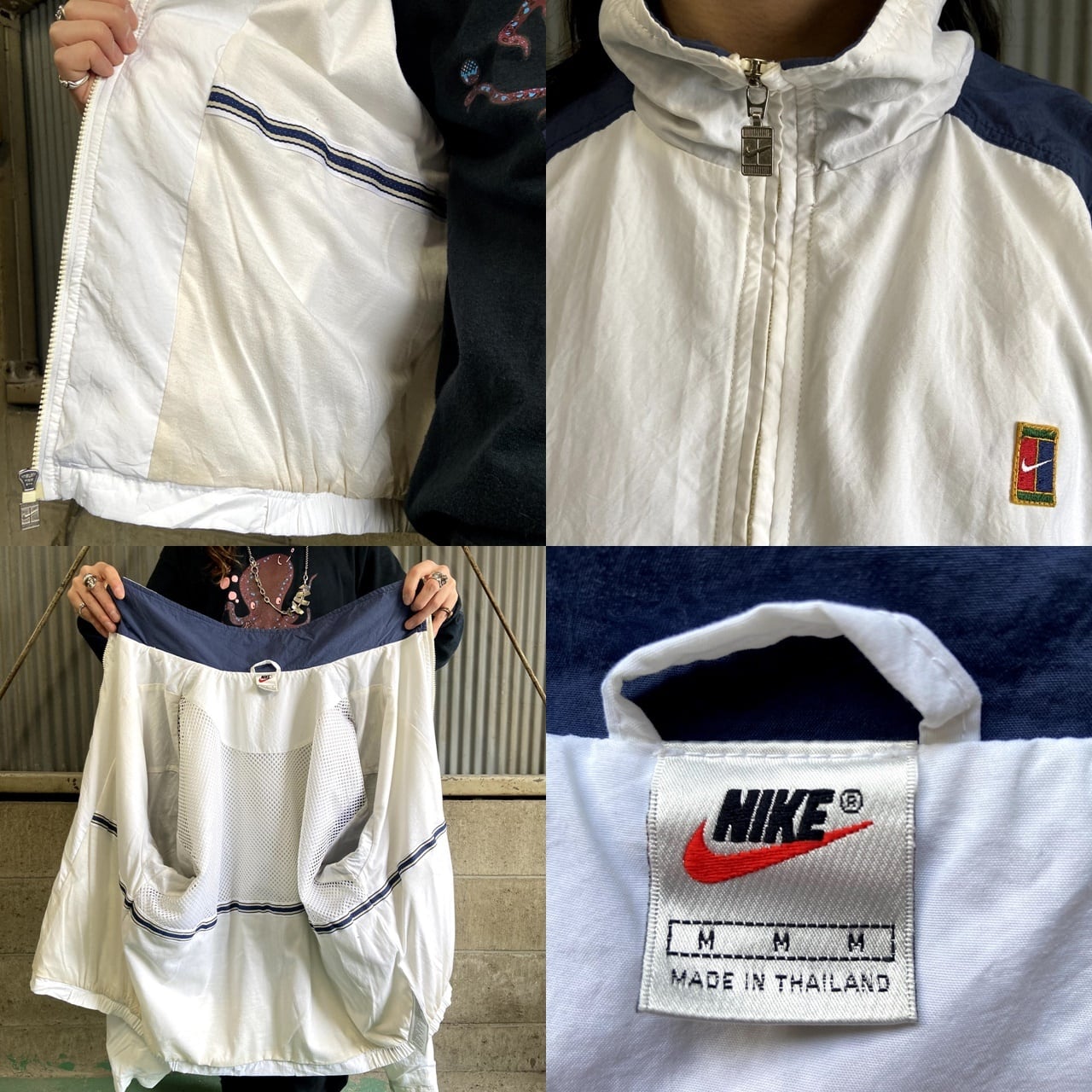 90年代 NIKE ナイキ スウォッシュロゴ刺繍 ナイロンジャケット メンズL