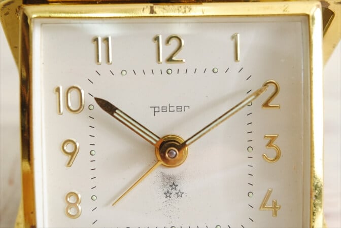 ドイツ製 ヴィンテージ PETER 手巻き トラベル時計 ゼンマイ式
