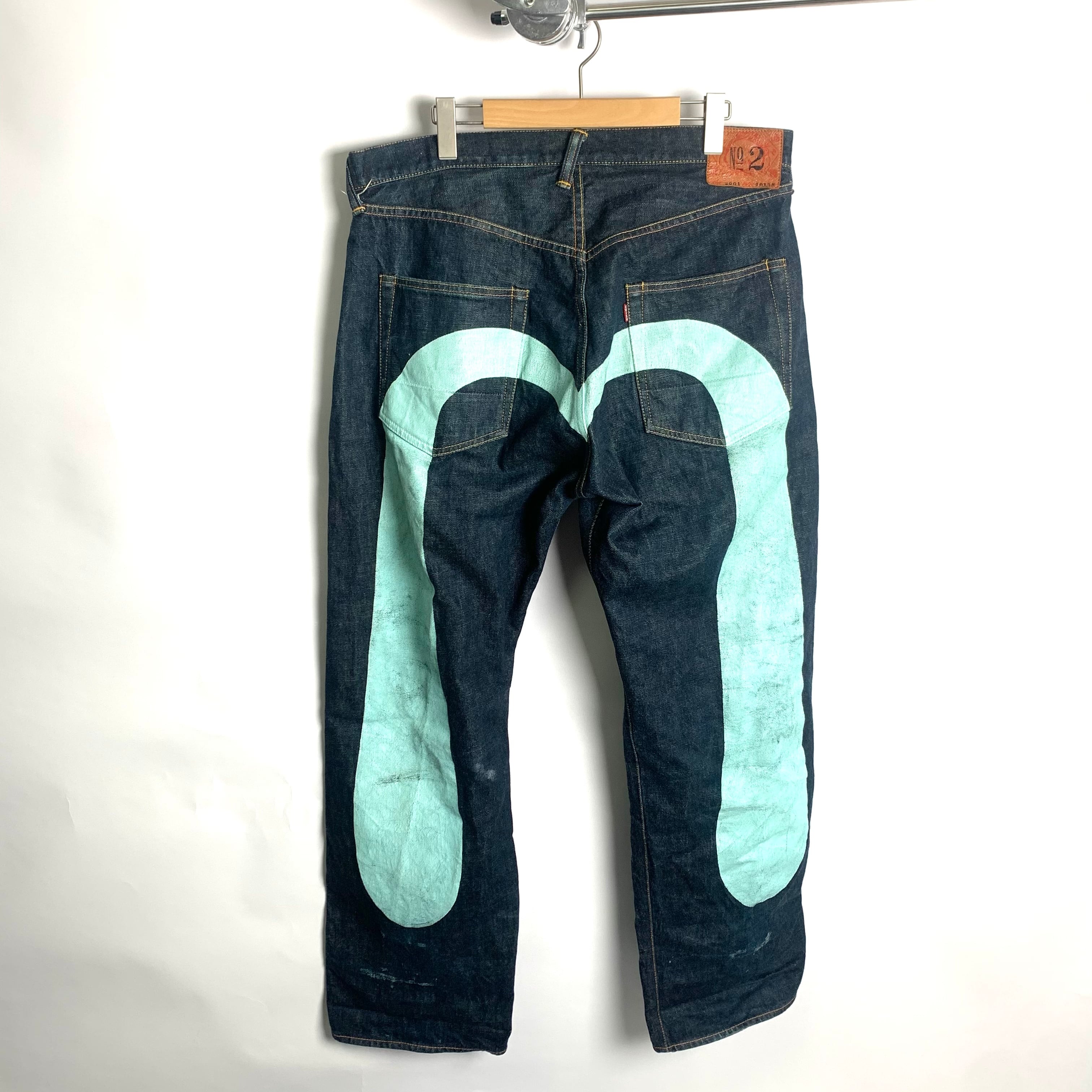 エヴィス EVISU 大黒 デニム カモメ 水色 極太 40×35 | 3moon