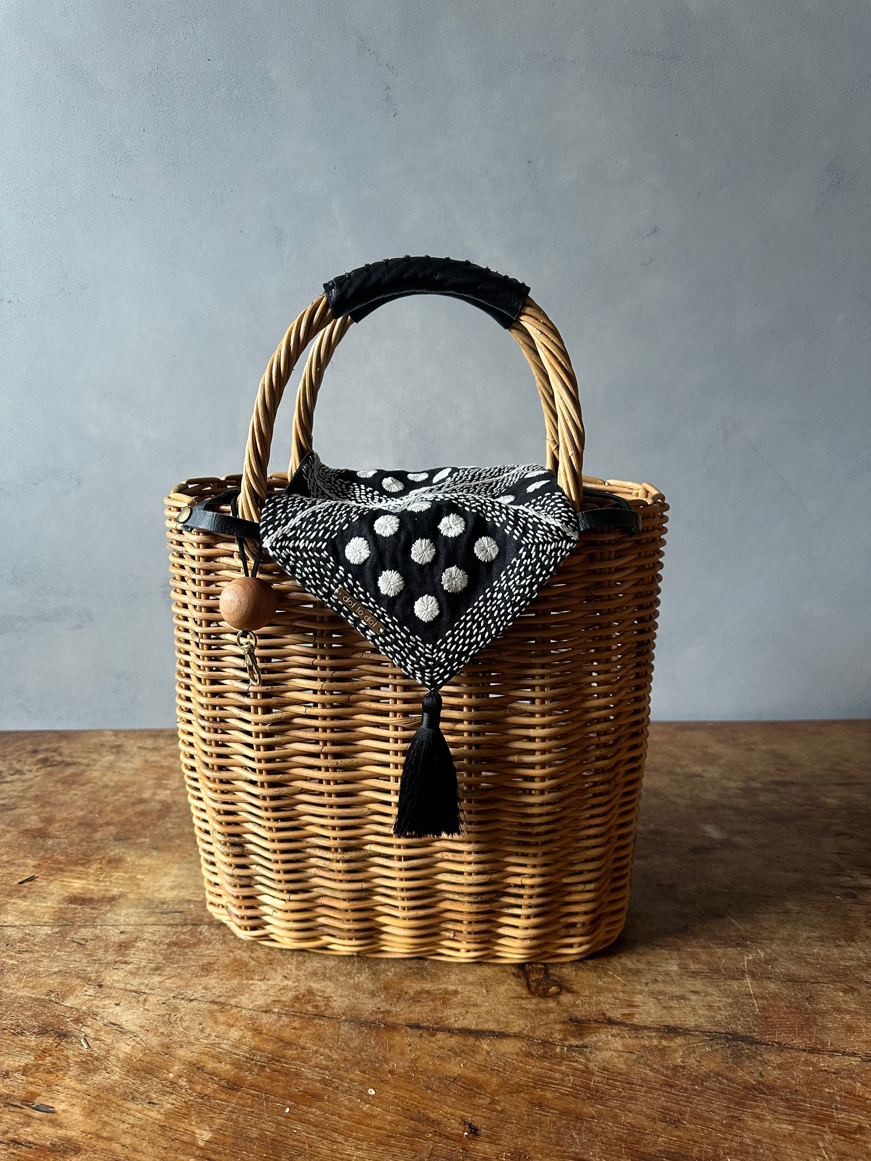 送料無料//SASHIKO STITCH SQUARE BASKET（dottodotオリジナルカゴ