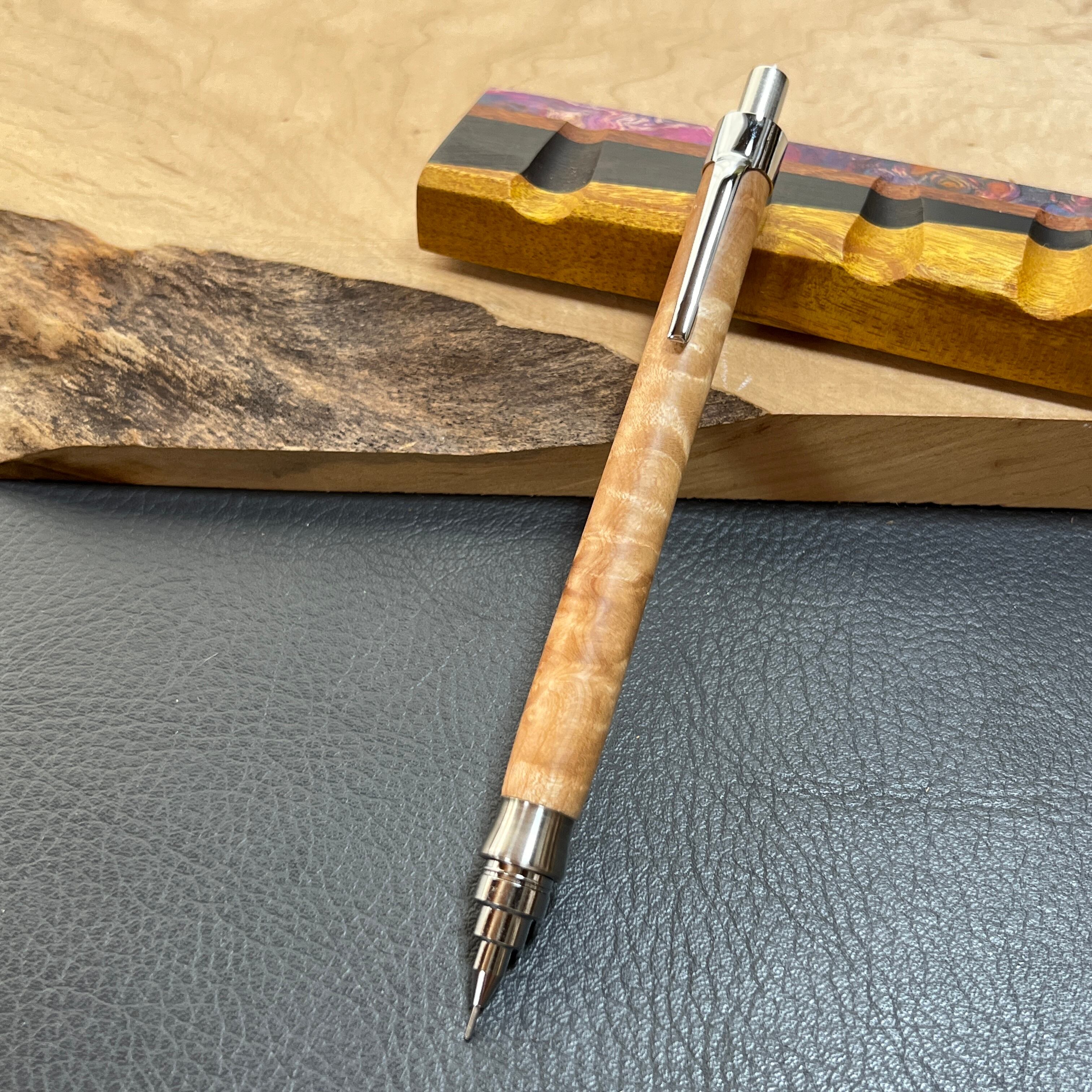 39もみじ根杢 木製シャーペン 最強低重心Rタイプ ステンレス | handwood