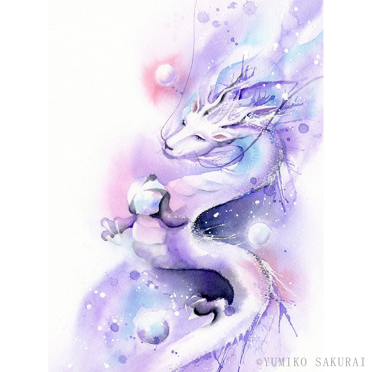 龍神の絵『 紫龍 』複製画 大サイズ 紫龍の絵 | 幸せの水彩画