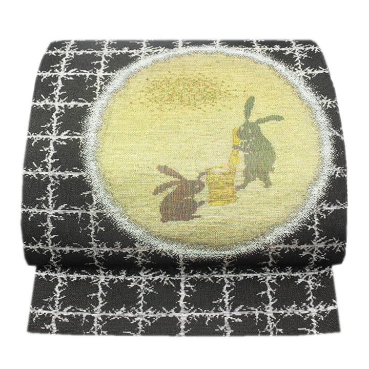 お月さま・餅つきうさぎ～ 有名呉服店【さが美】ガード加工 美品の袋帯