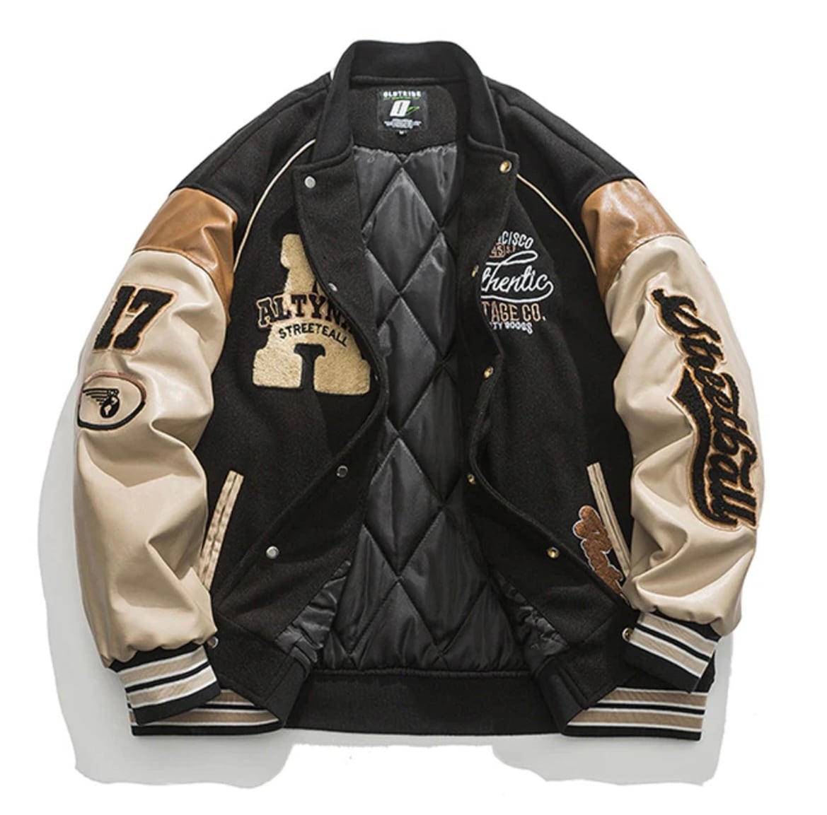 コンビカラー&刺繡 中綿キルティングスタジャン | rikunosuke shop