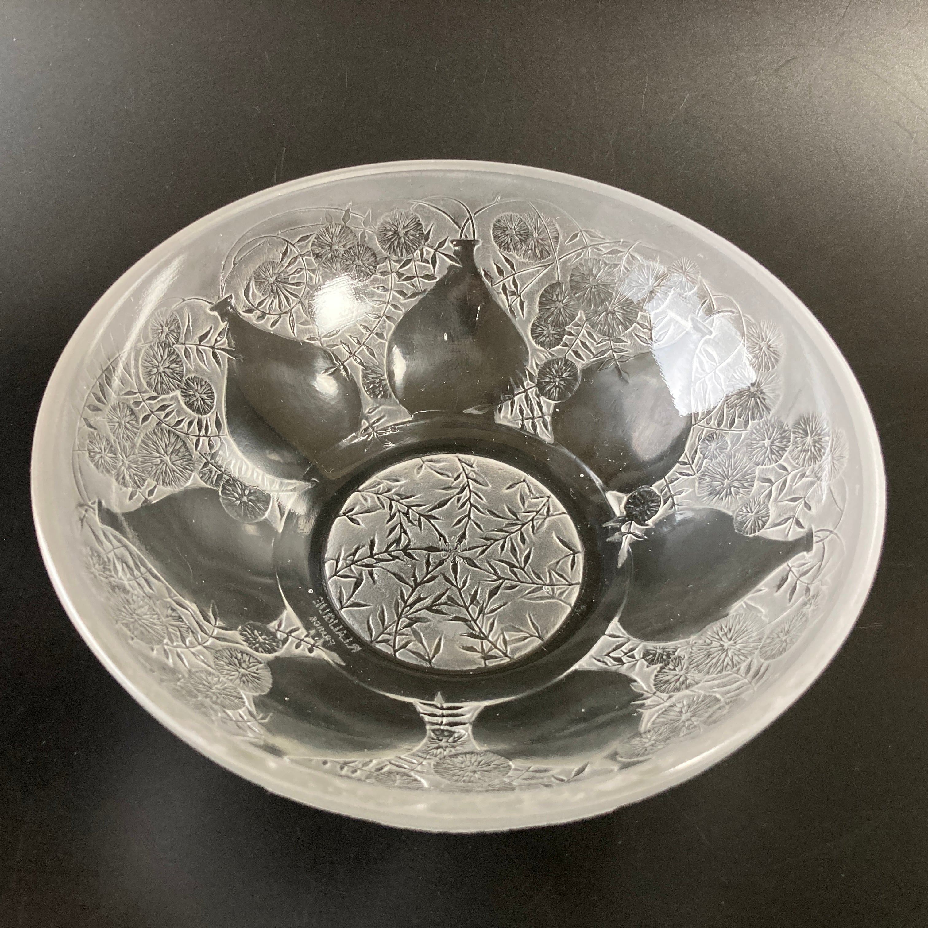 R.LALIQUE ルネ・ラリック 「花瓶とヒナギク」 文 硝子鉢 ボウル