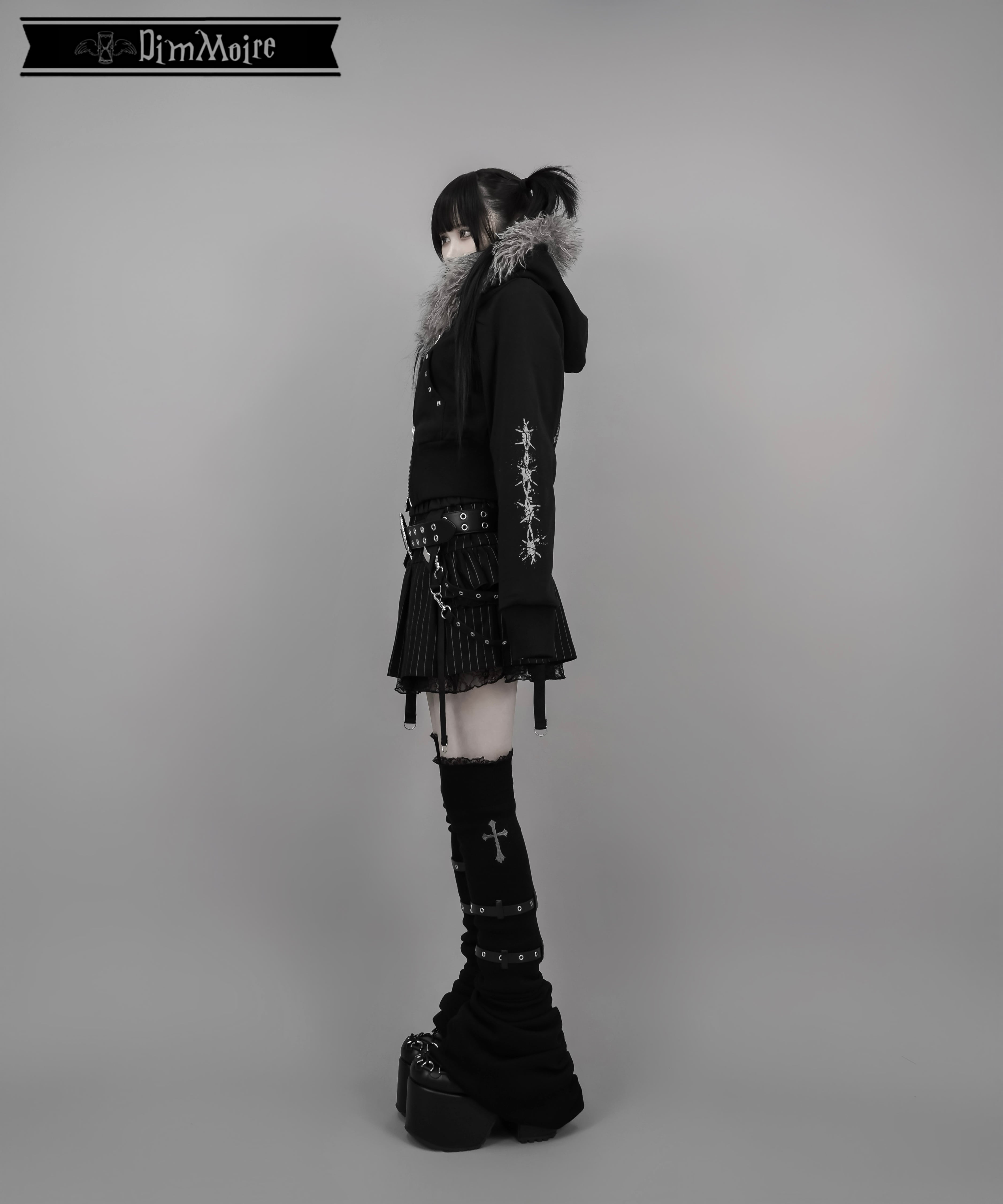 Dimmoire 学園ニーハイレッグウォーマー ブランドタグ付き 黒 DimMoire