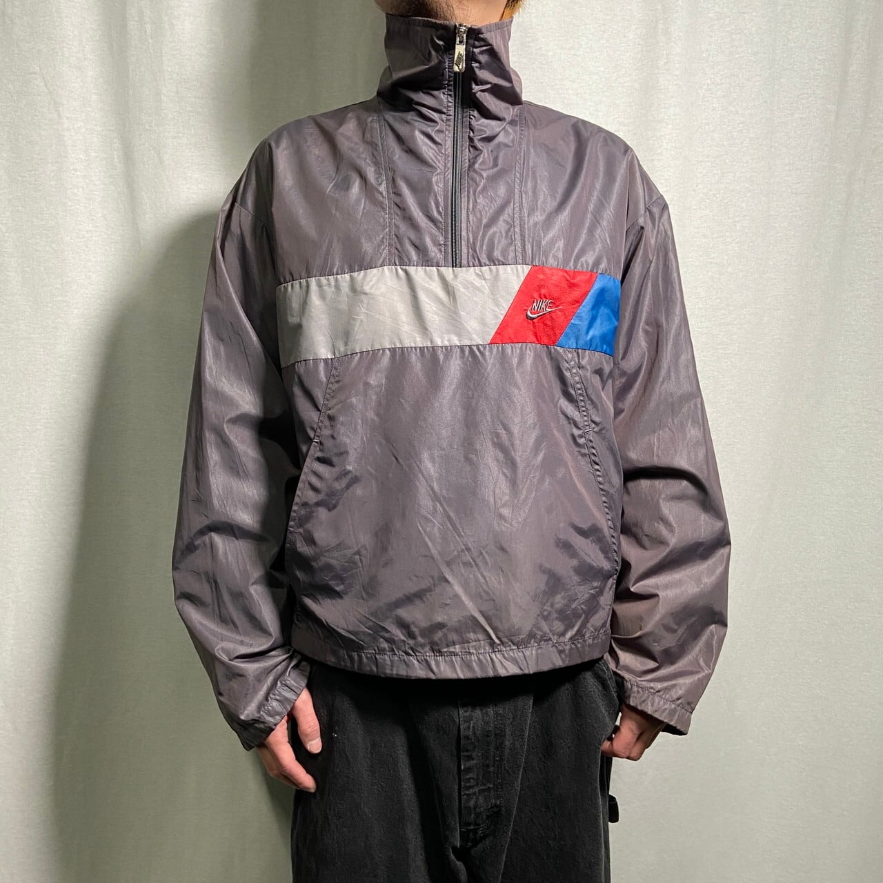 80年代 NIKE ナイキ ナイロンプルオーバー ハーフジップ 紺タグ メンズ