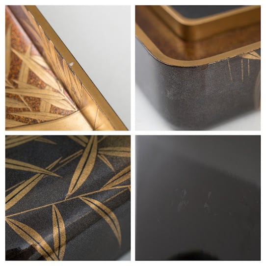 葦鷺図 サギ 芦 アシ 水辺 水草 月 鳥 水草 蒔絵 硯箱 梨地 梨子地