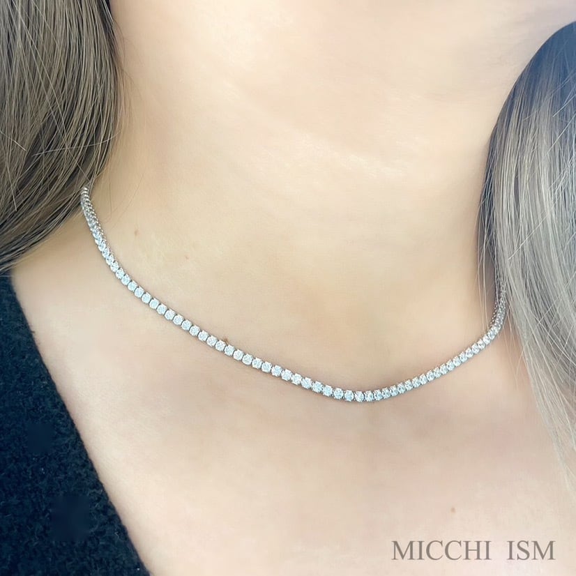 高級テニスチェーンネックレス 細め AAAランク 2mm ジルコニア 長さ
