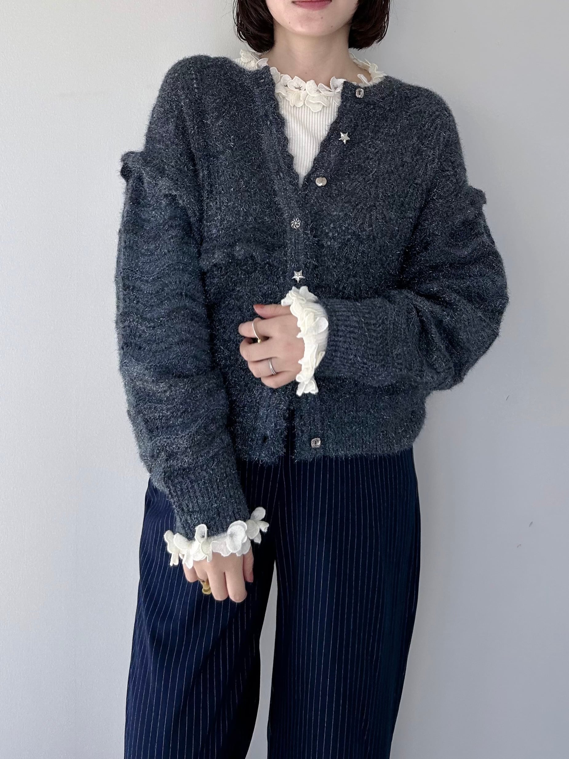 MUVEIL ラメパッチワークカーディガン | KOKO