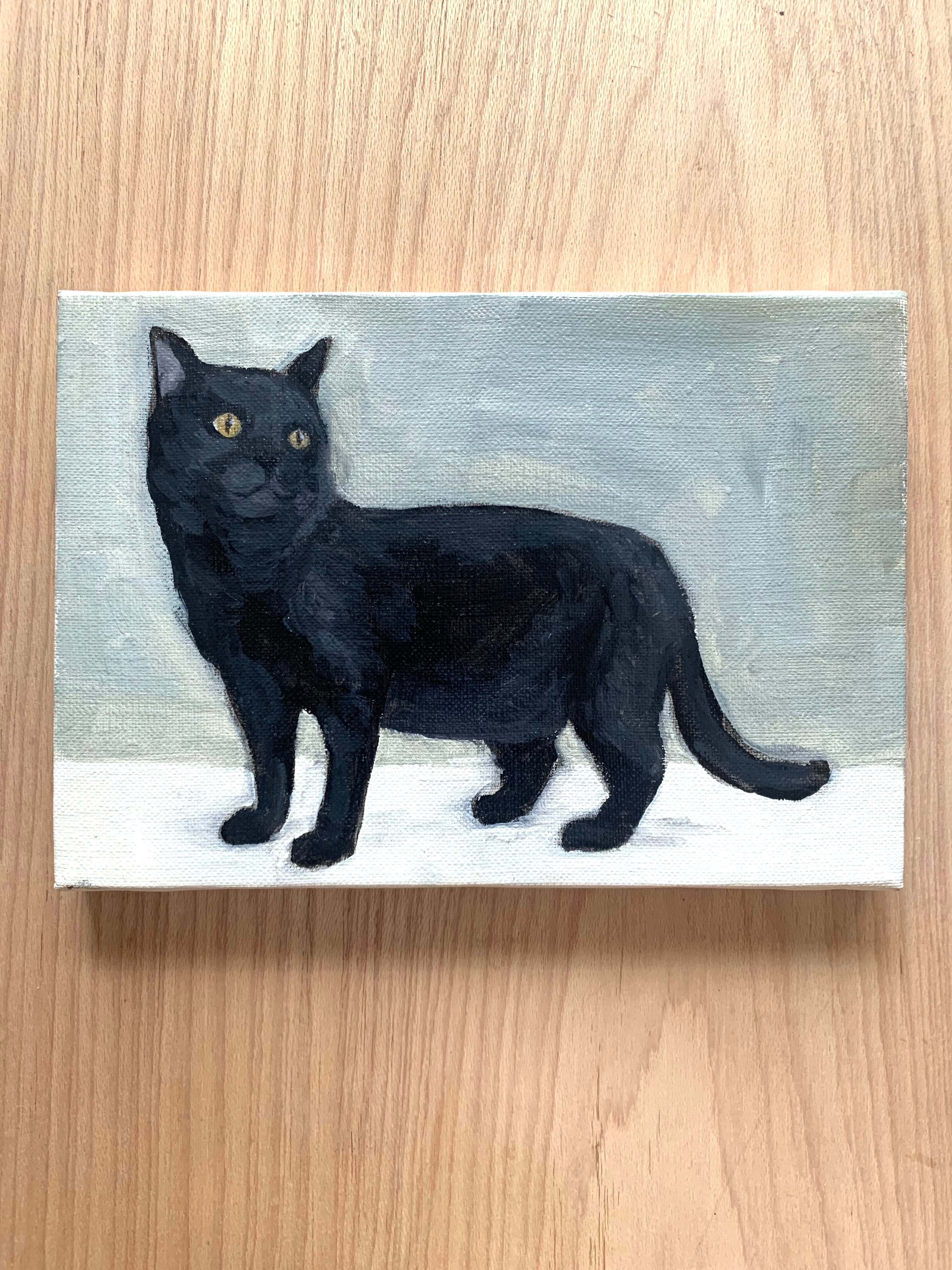 黒猫の油絵 | ドイツ アンティーク doremifa