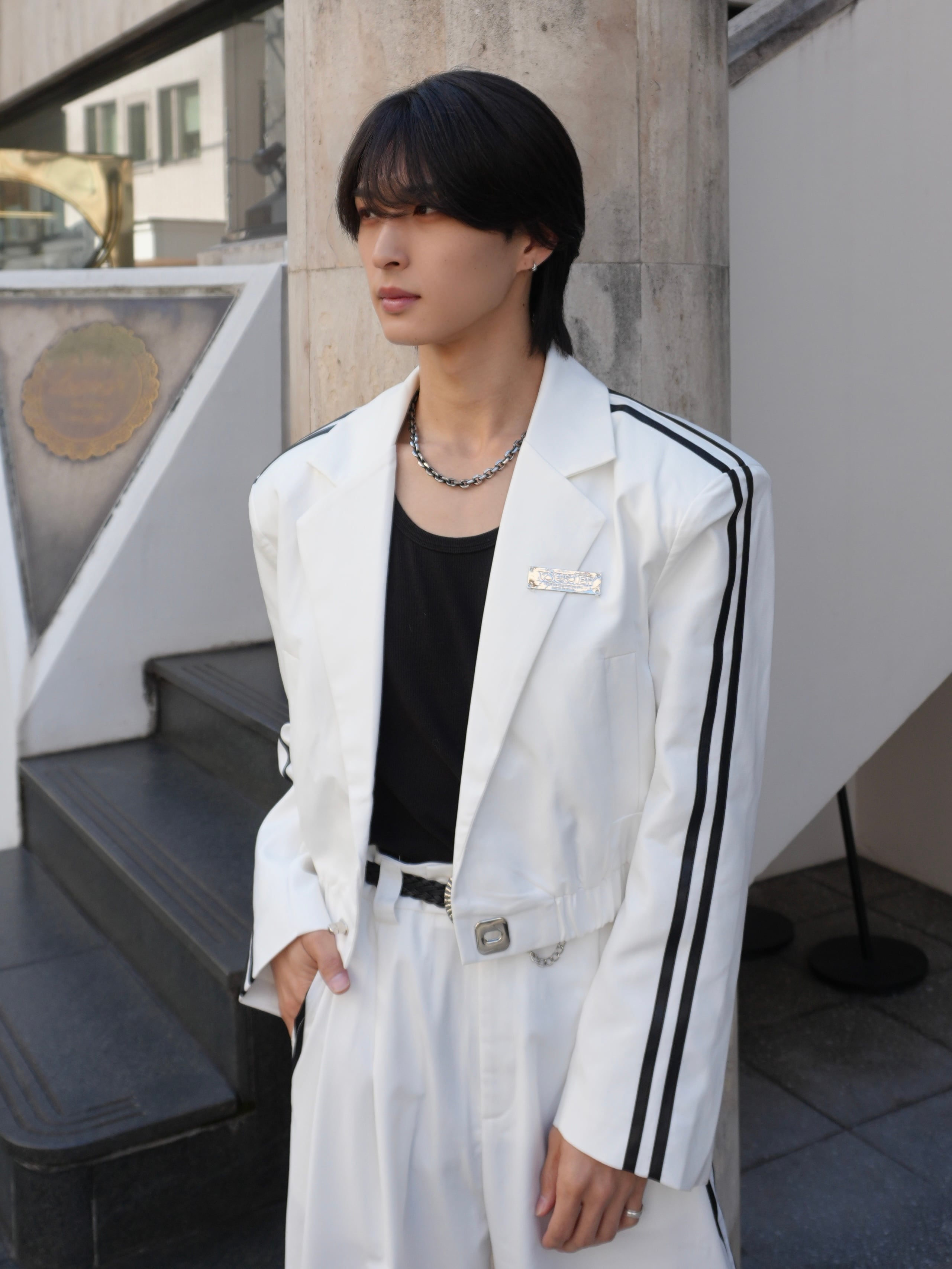 ALUDE SELECT】line short jacket set up(2color) | 【ALUDE】韓国