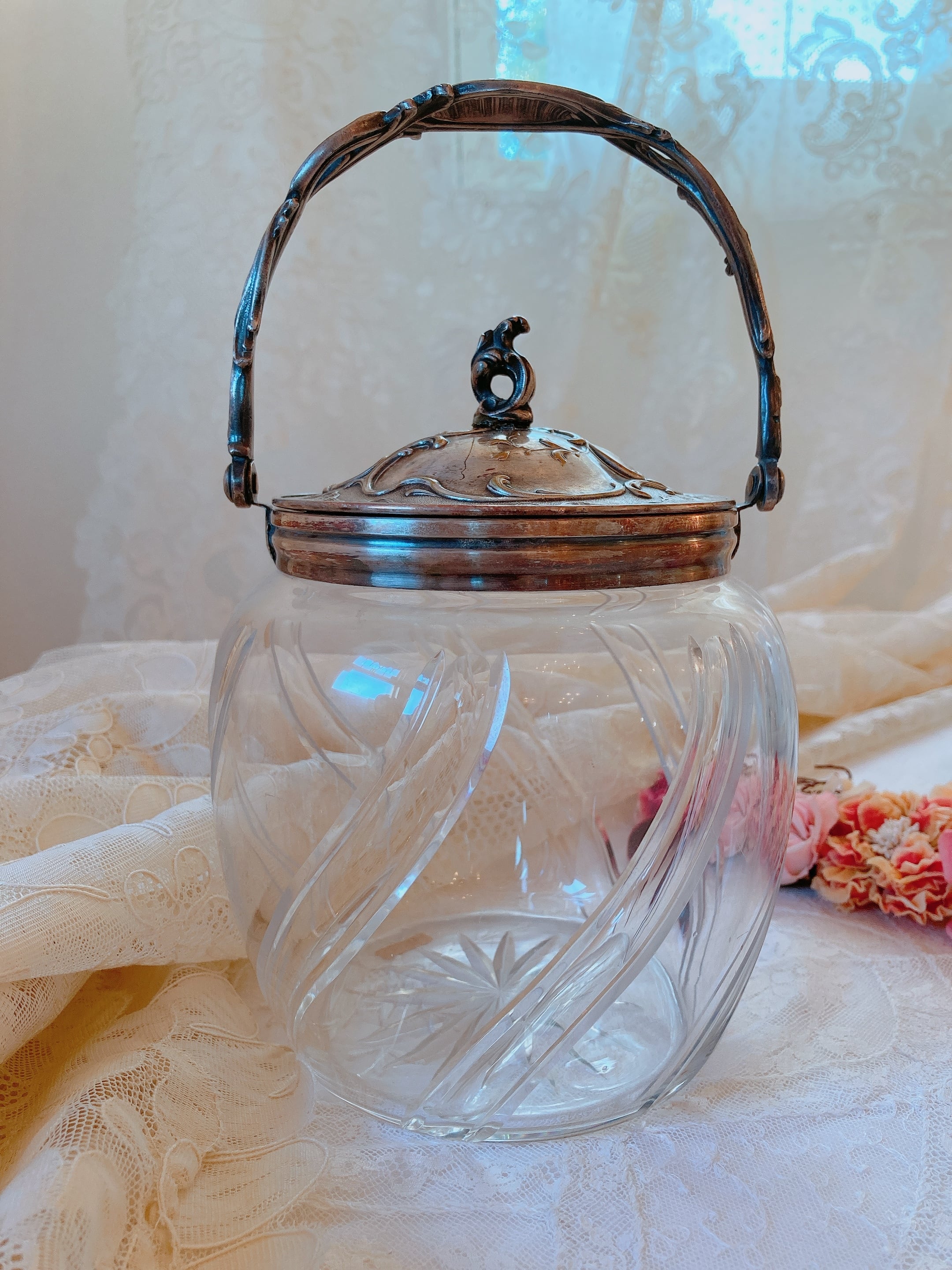 イギリス ガラスのクッキージャー | AntiqueRose