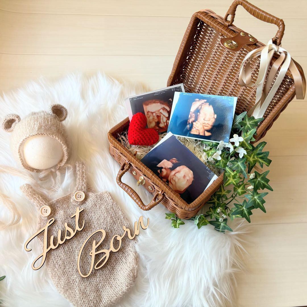 くま×バスケット×ファーマットセット♪ニューボーンフォト撮影 出産