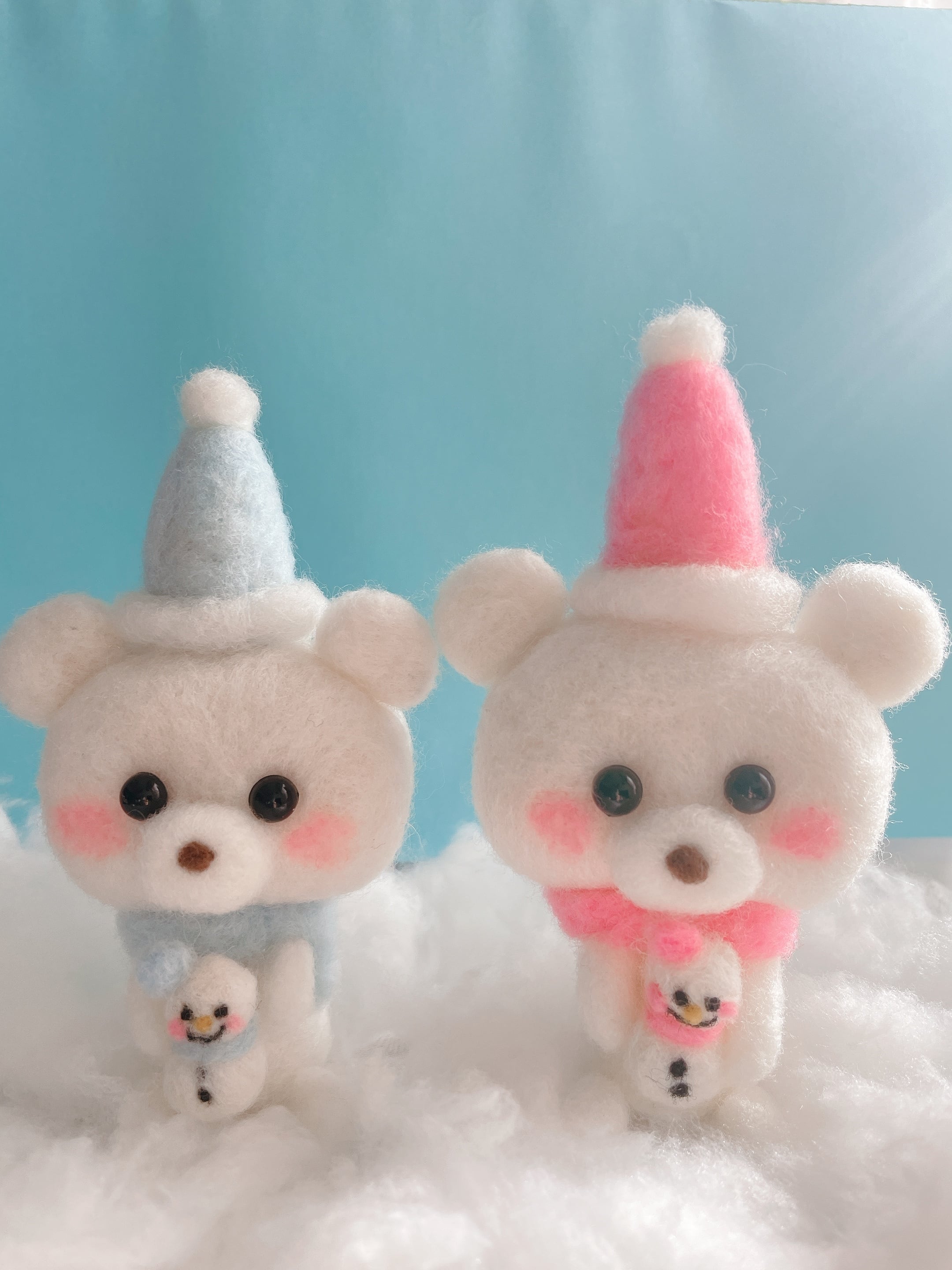 羊毛フェルトぬいぐるみ 雪のくまちゃん | 羊毛フェルトぬいぐるみ