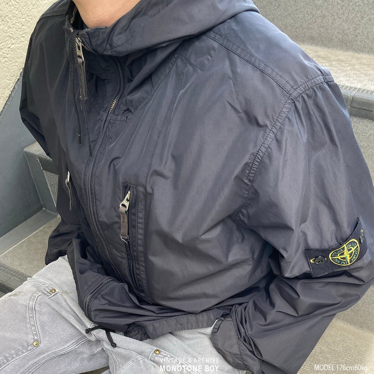 STONE ISLAND 2008SS BLACK COTTON NYLON JACKET XXL made in Italy