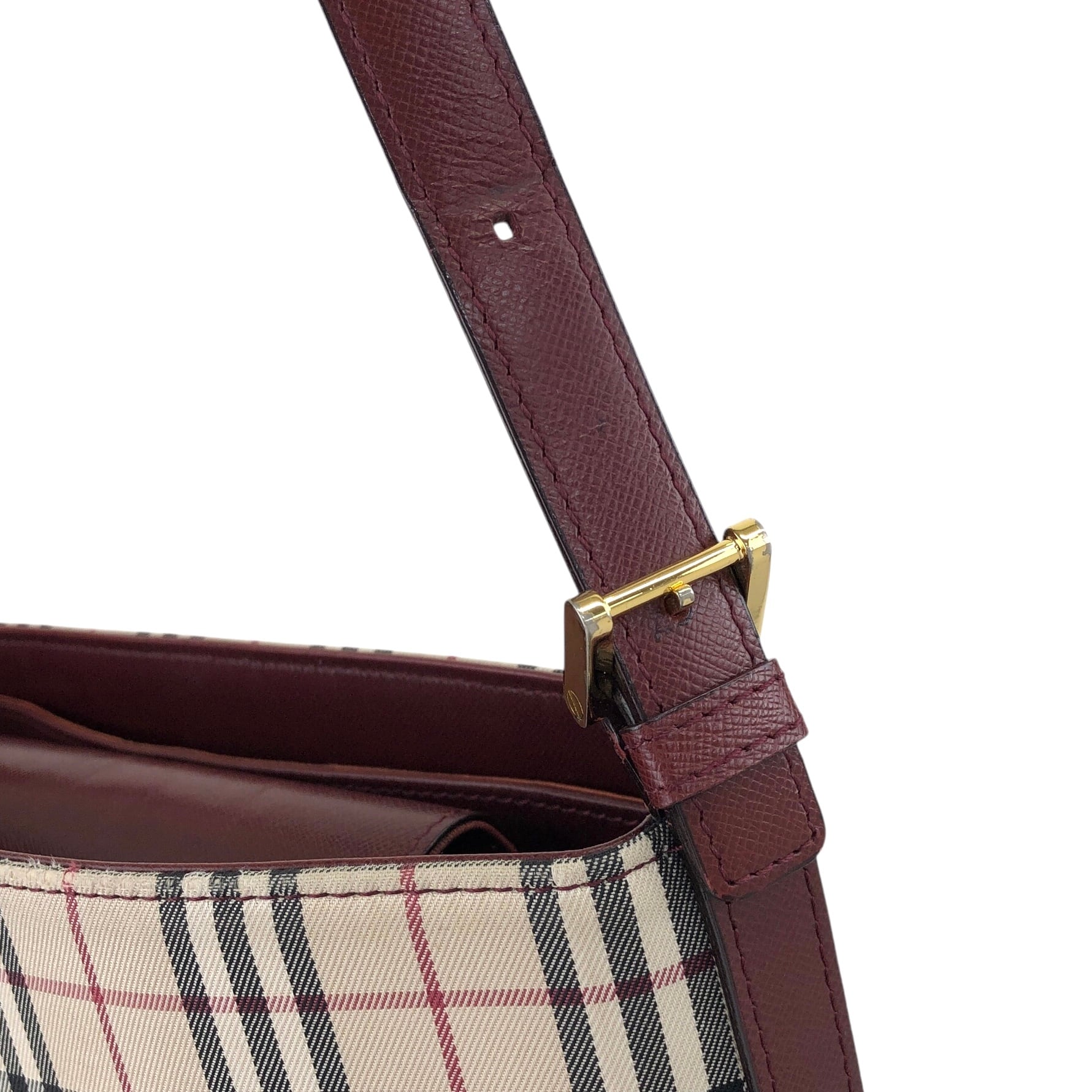 BURBERRY バーバリー ノバチェック ハンドバッグ ベージュ×レッド