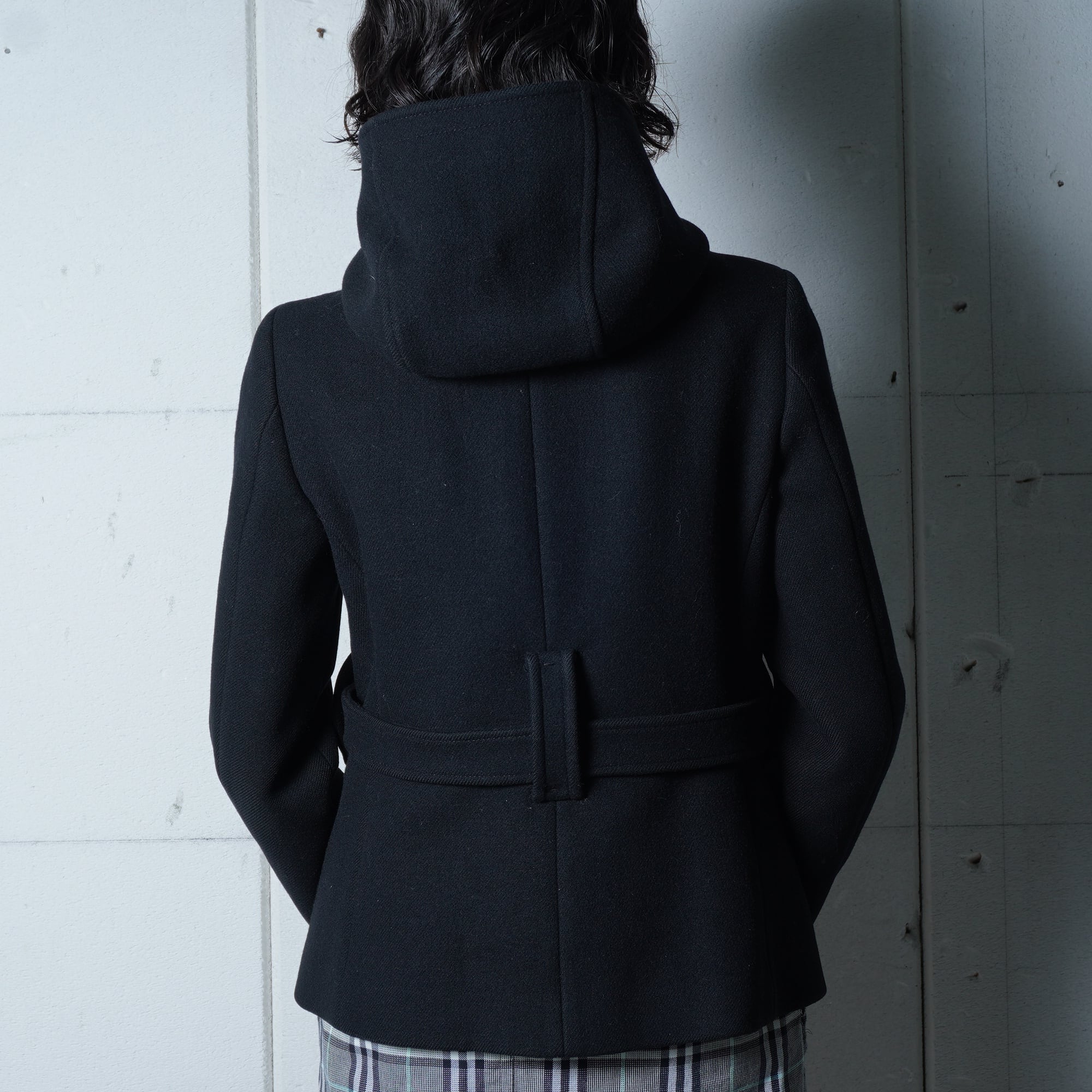 PRADA】プラダ レザーベルトトグルウールダッフルコート black | MIXHIVE