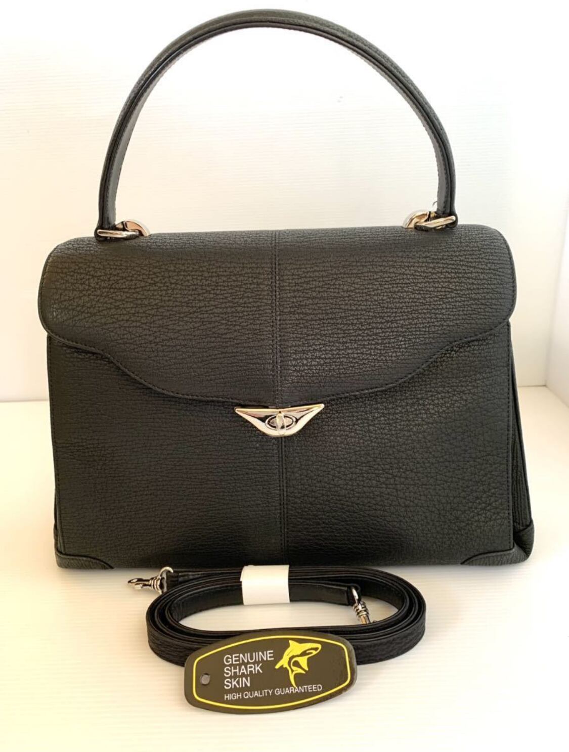 未使用】シャーク バッグ ブラック フォーマル 高級シャークスキン 鮫