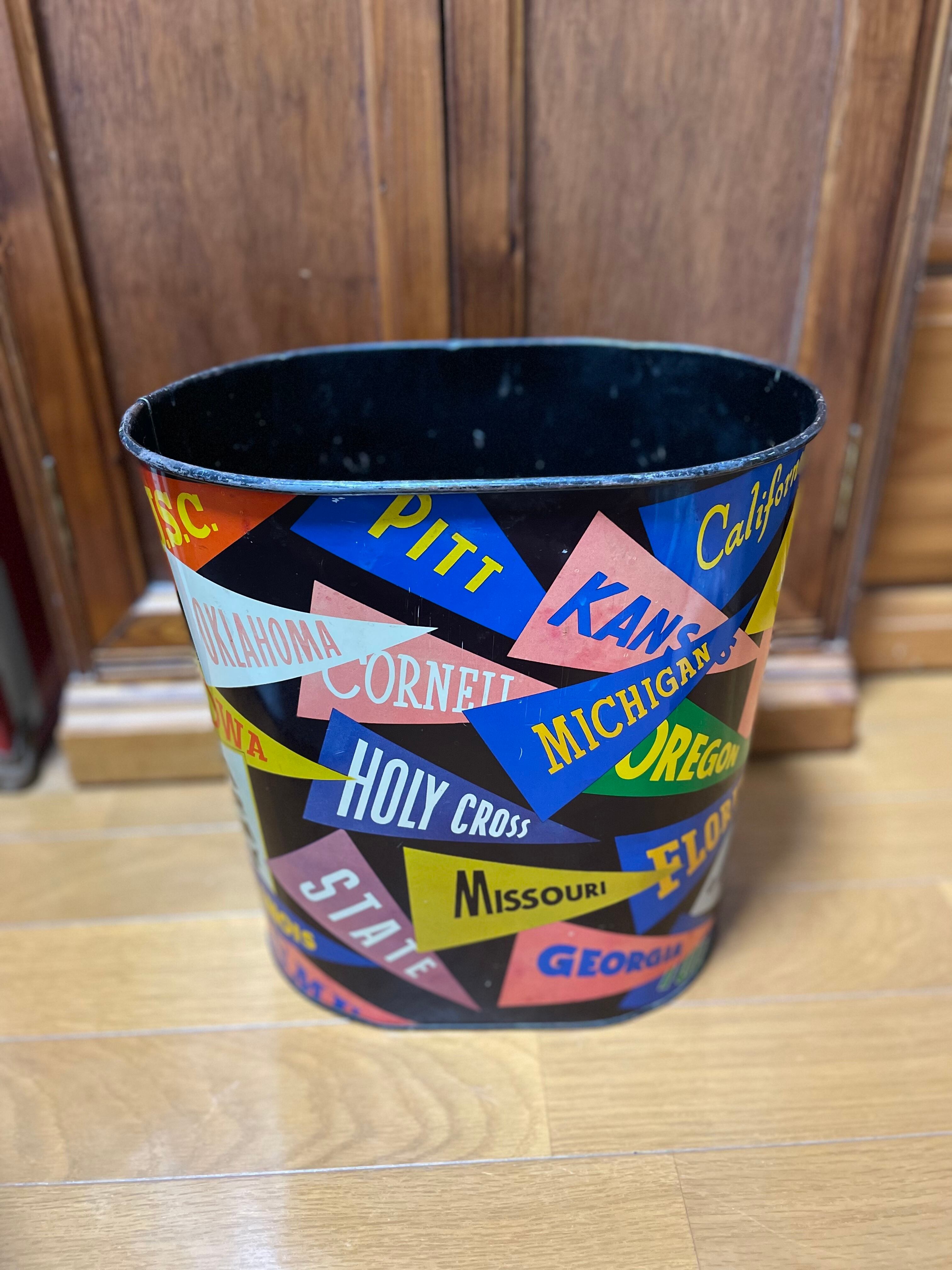 ヴィンテージ カレッジ ペナント柄 ゴミ箱 トラッシュ缶 Vintage