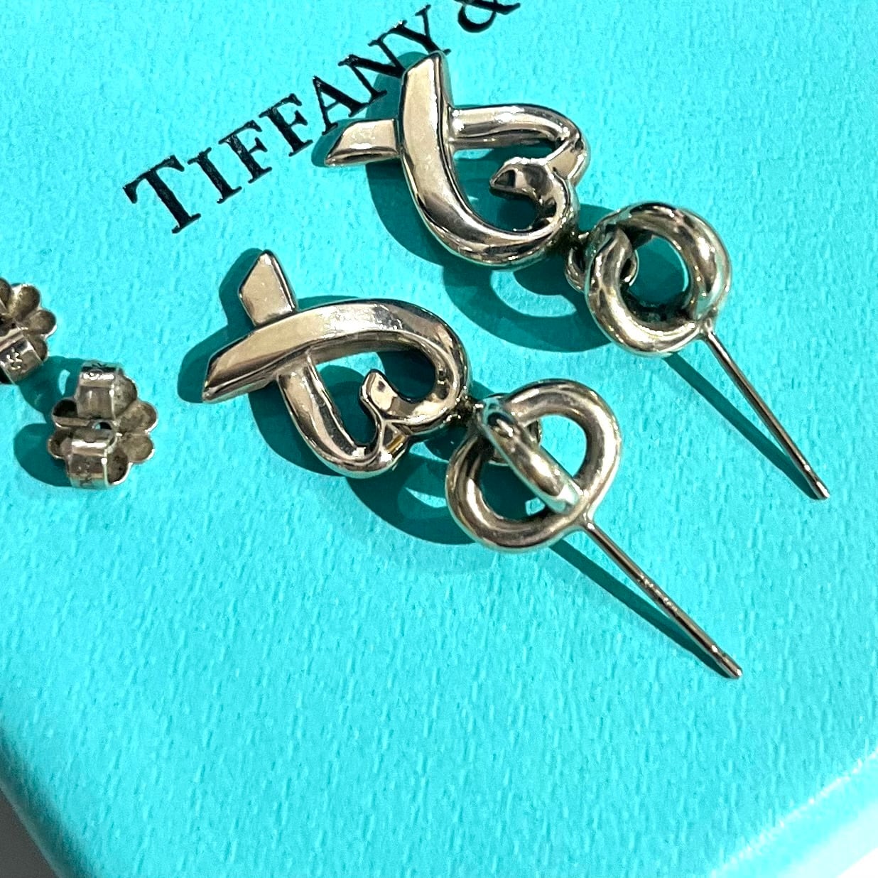 TIFFANY&CO.】1890 TIFFANY &CO スイングラビングハート ピアス